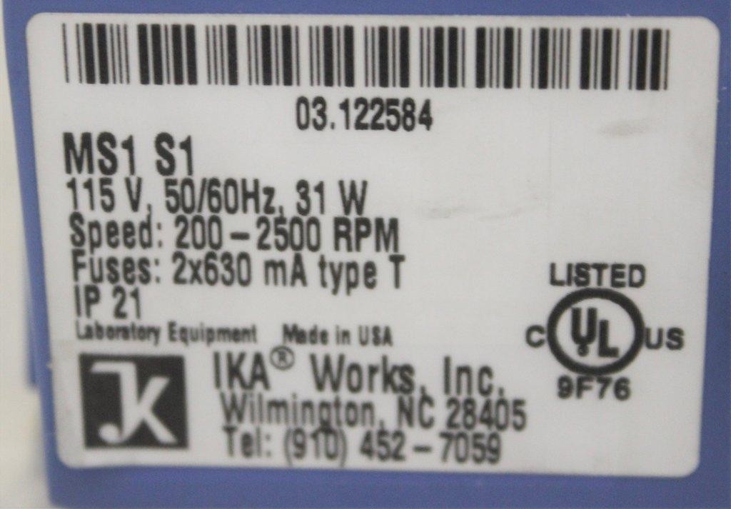 IKA MS1 S1 Vortex Shaker Continuous Operation Speed Control 2500 RP (3372741)