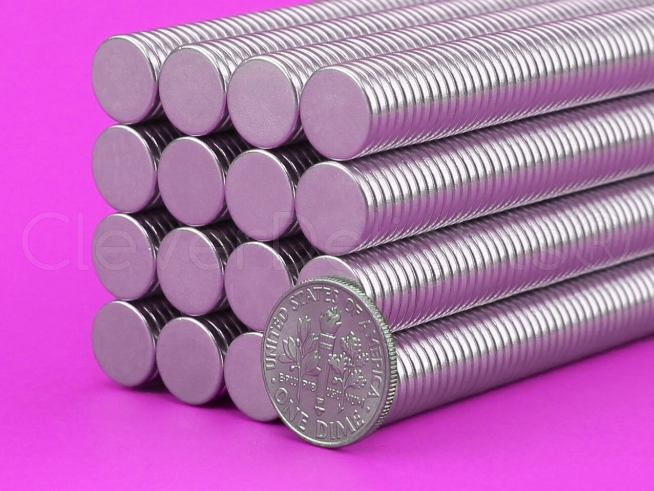 10mm x 1.5mm Neodymium Magnets – N50 Disc Magnet – 500 2750 Pk – 3/8″ x 1/16″