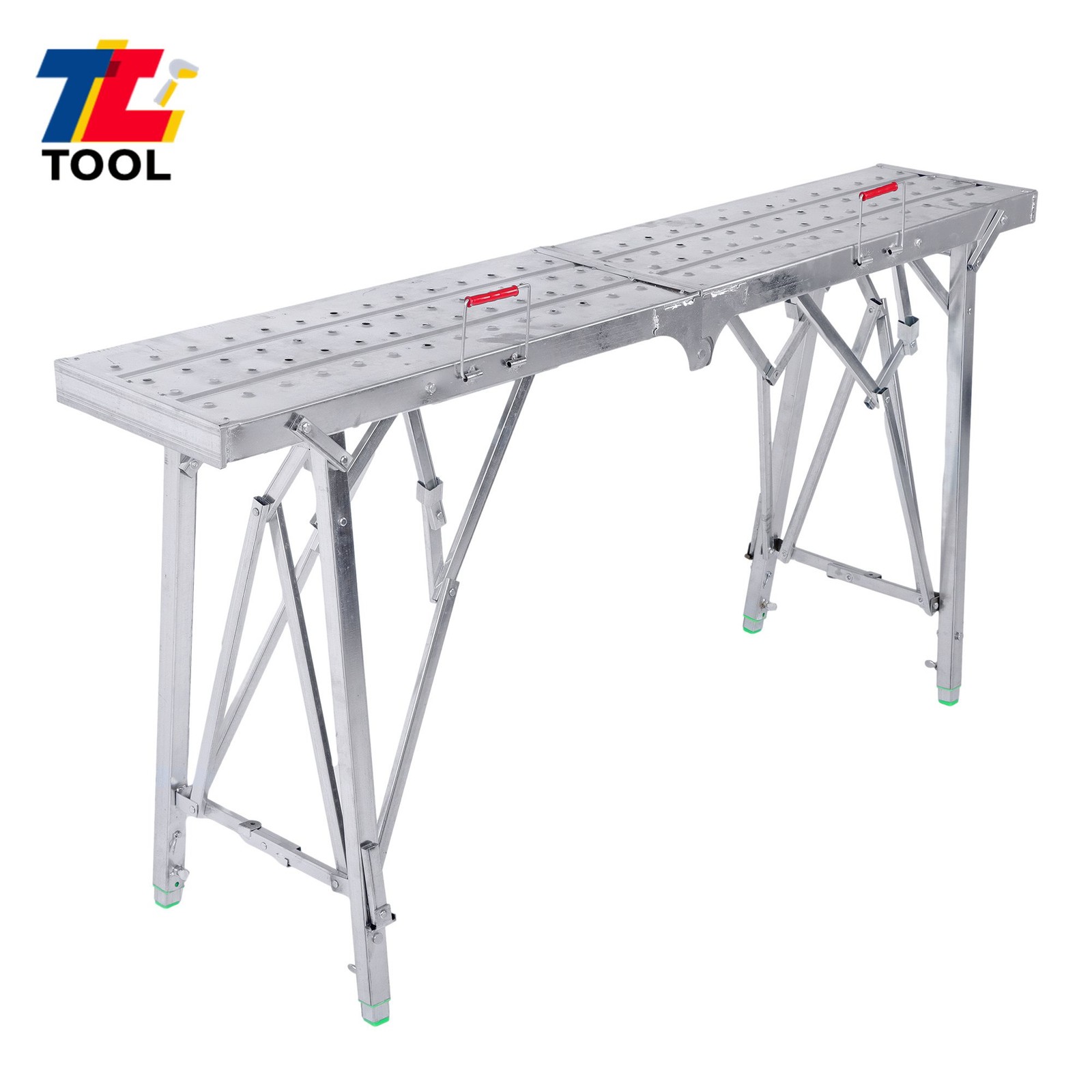 Folding Scaffolding 1.6m Adjustable Lift Height Work Platform Scaffold Aluminum