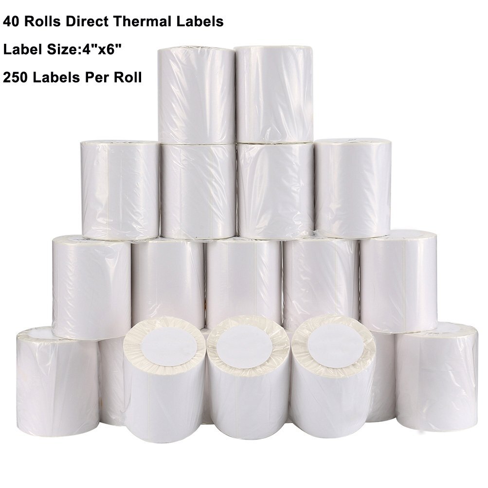 40 Rolls Direct Thermal Labels 4×6 250/Roll Labels For Zebra 2844 Eltron ZP450