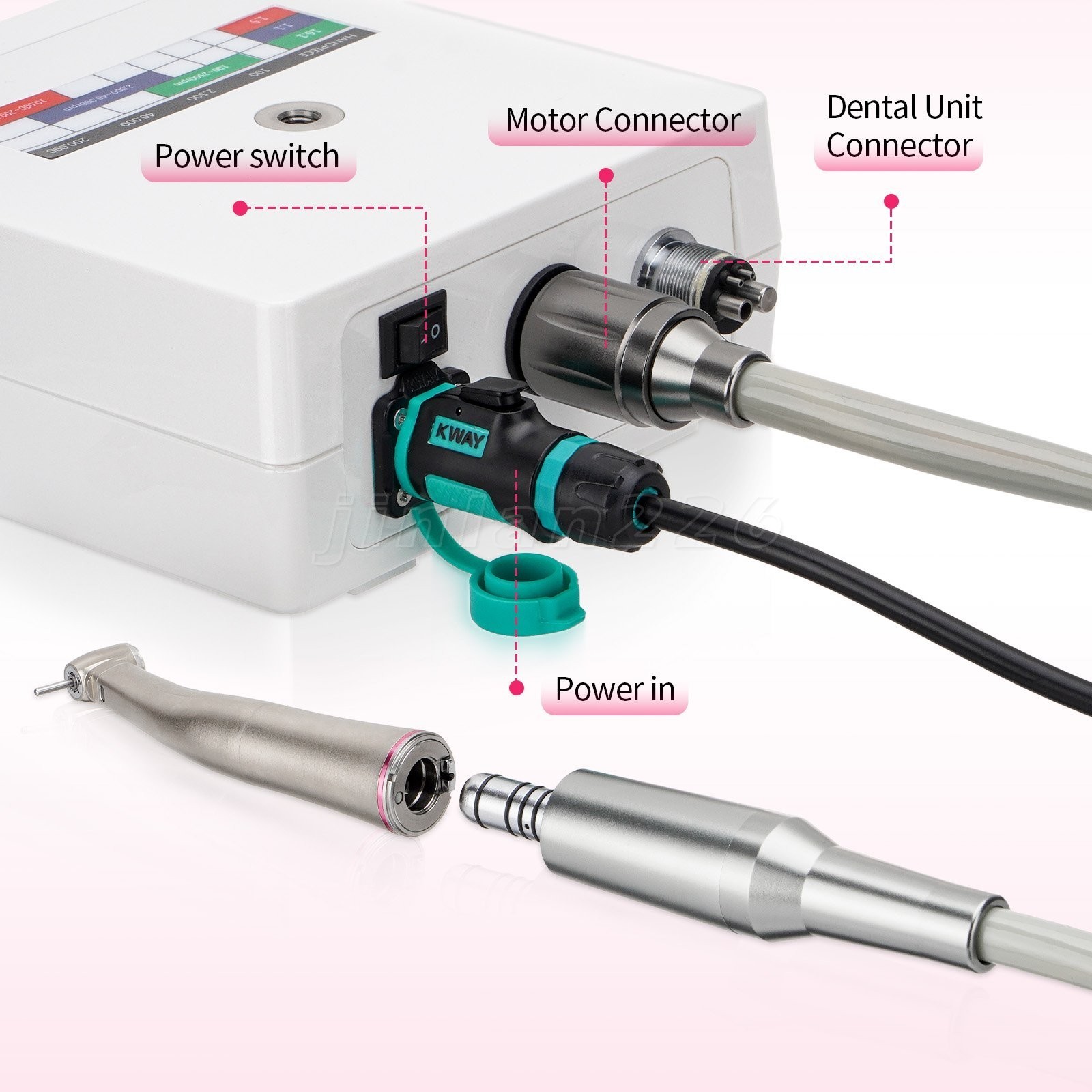 NSK Style Dental Brushless LED Micro Motor /1:5 Increasing LED Contra Angle USA