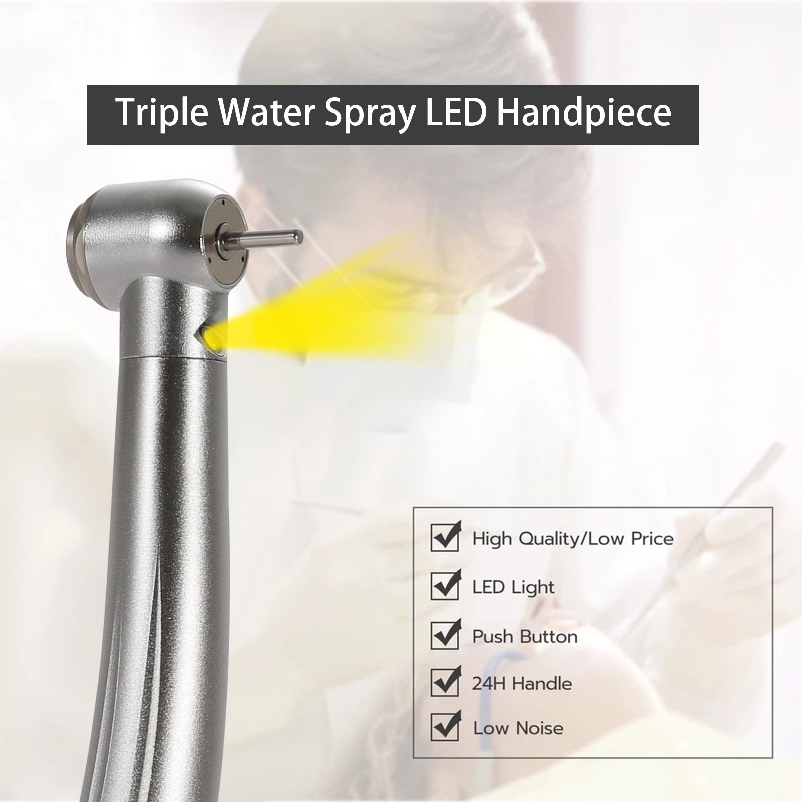 Dental PANA Max High Speed LED Handpieces NSK Type Internal Triple Spray Push US