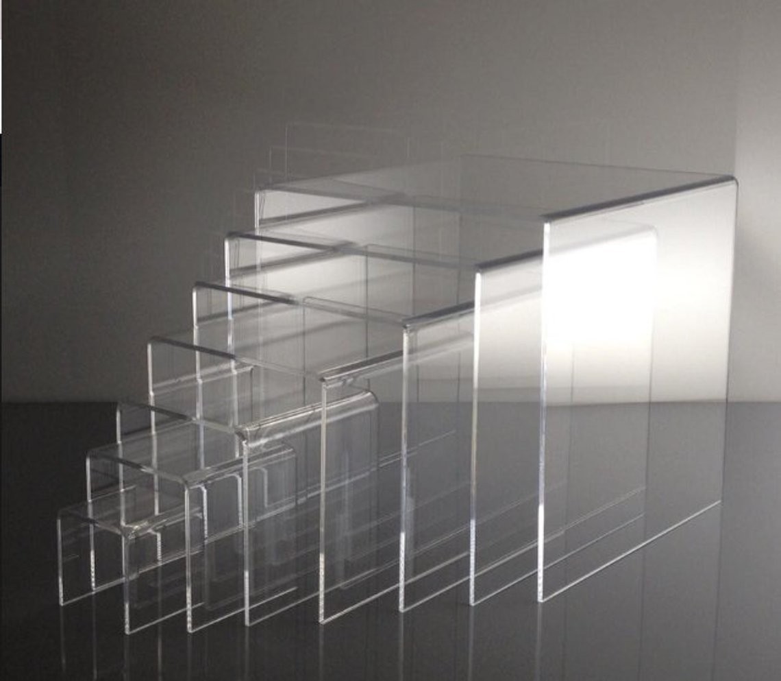 Clear Acrylic 3-Sided Square Riser Displays – Select Sizes Available