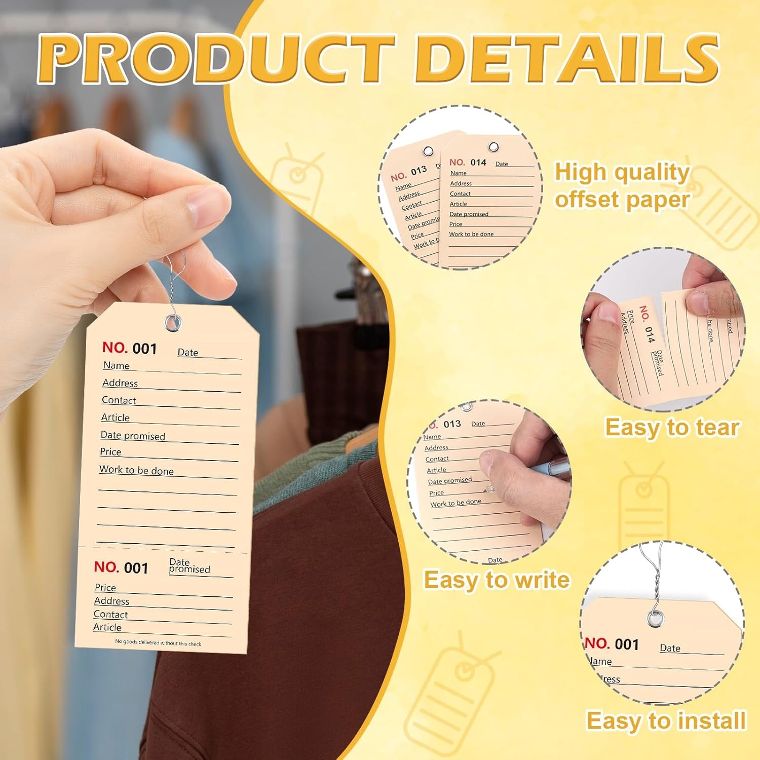 100 Pack Repair Tags with Wire Service Repair Tags Numbered with Wire Durable 2.