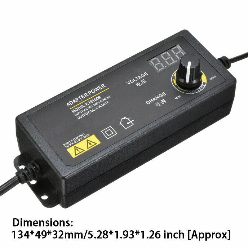 Adjustable Voltage 3 to 24V AC / DC Switch Power Supply Adapter W/LED Display US
