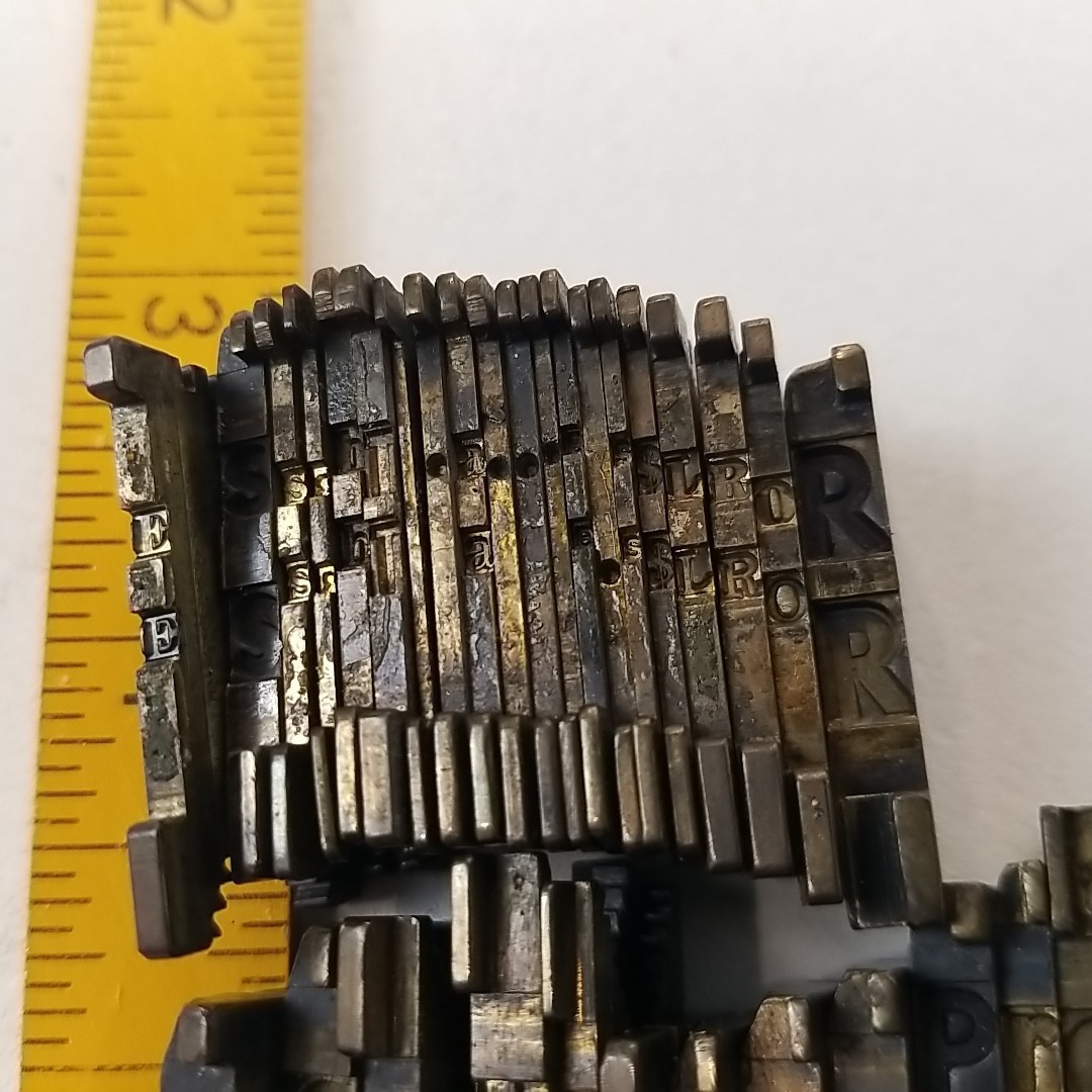 Print Linotype Printing Letter Press Brass Matrix Mat Set Of 32 Alpha Vintage