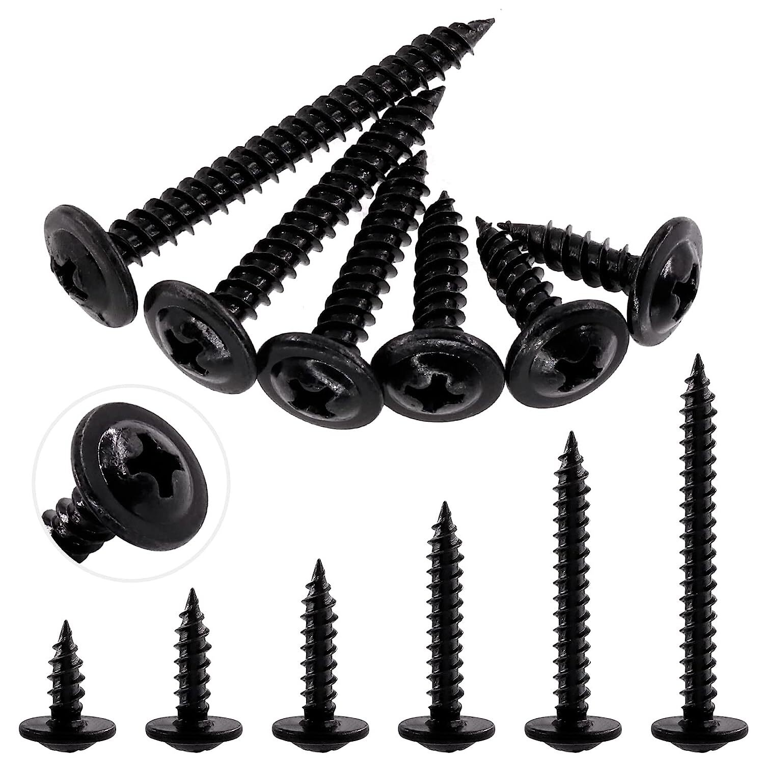 Modified Truss Head Self piercing sharp point Screws #8x 1/2″- 3″ K-Lath Black