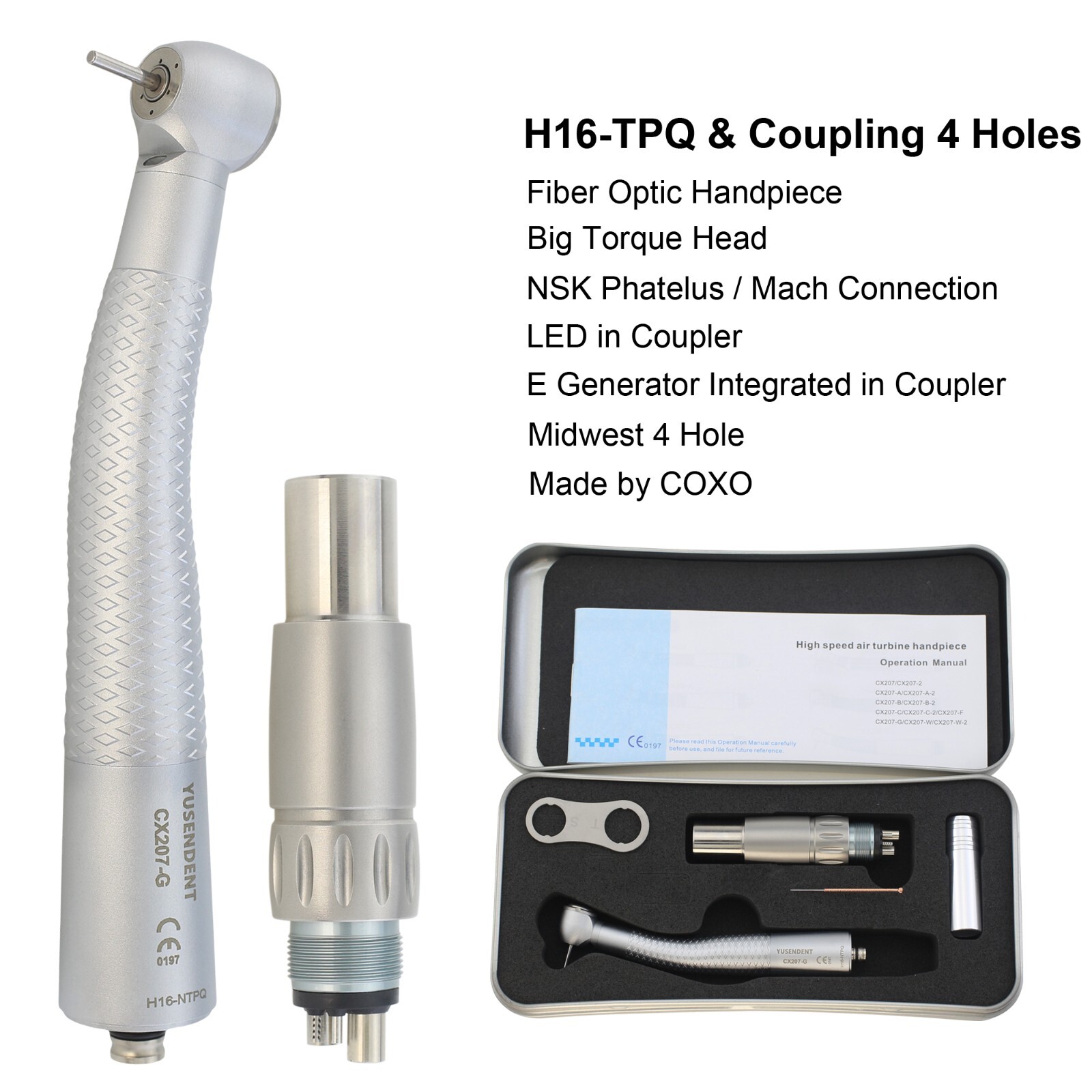 COXO Dental Fiber Optic High Speed Handpiece For KaVo MULTIflex NSK W/H Coupler