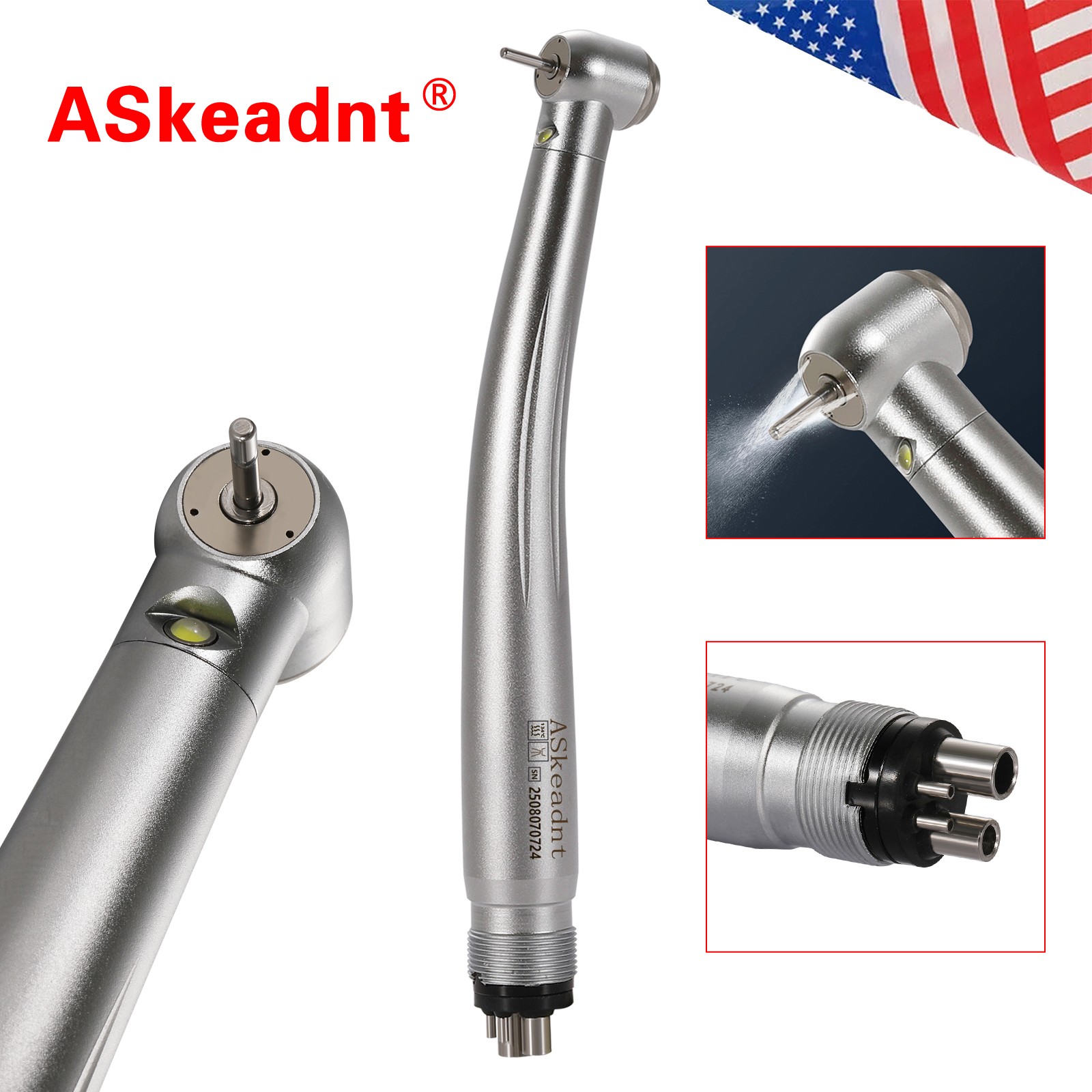 Dental PANA Max High Speed LED Handpieces NSK Type Internal Triple Spray Push US