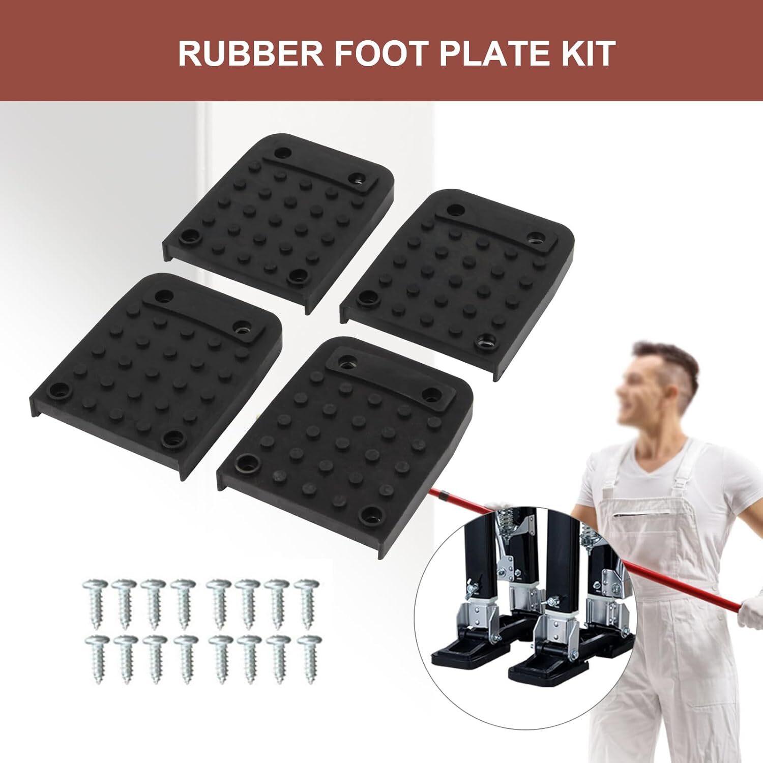 4Pcs Stilt Sole Anti-Slip Foot Pads for Drywall, Drywall Stilts Part Kits, Const