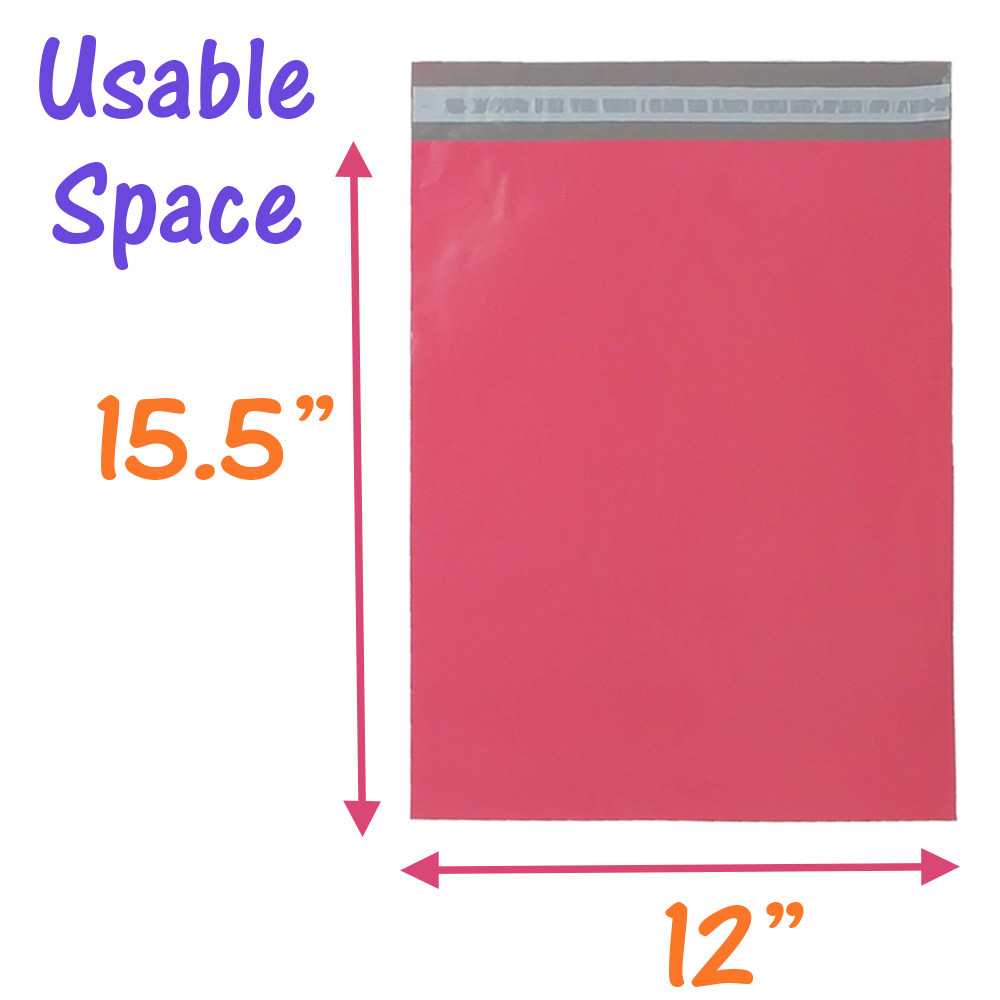 12×15.5 Poly Mailers Pink, Purple, Teal 12×15 Envelopes, Plastic Shipping Bags