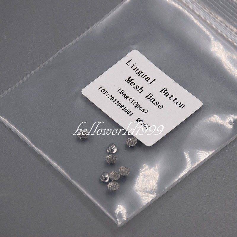 100 Pcs/10packs Dental Orthodontic Lingual Buttons Bondable Round Base Mesh