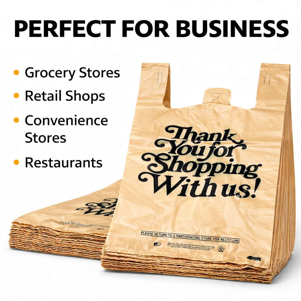 Heavy Duty 1/6 T-Shirt Carryout Bags 21×6.5×11.5 .71 Mil Grocery Shopping