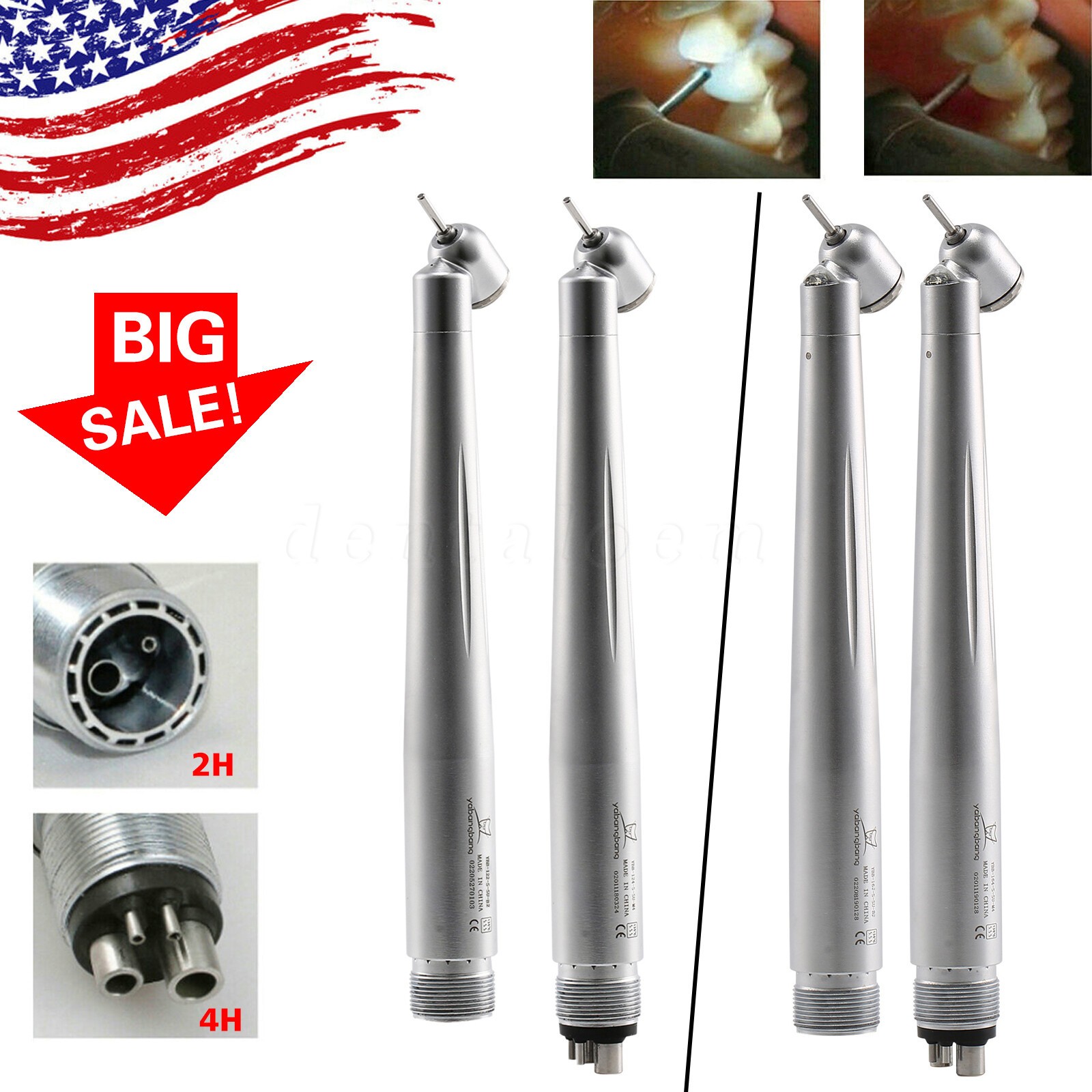 NSK Style Turbina Dental Handpiece High Speed PANA-MAX Turbine 45° LED 2/4Hole