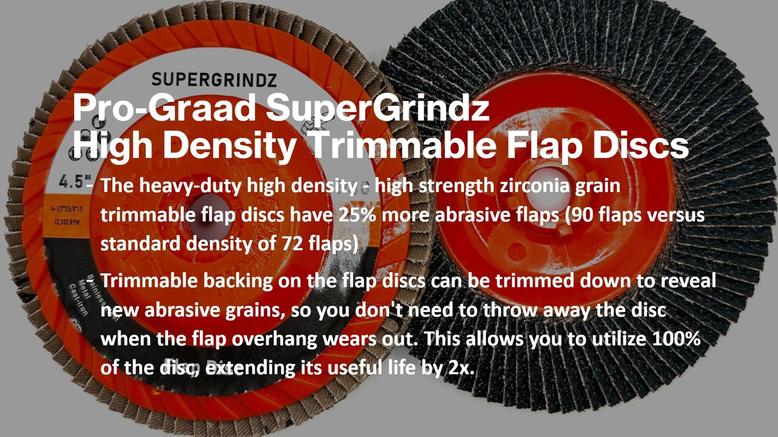 SuperGrindz Bevel Type 29 High-Density Zirconia Trimmable Flap Discs