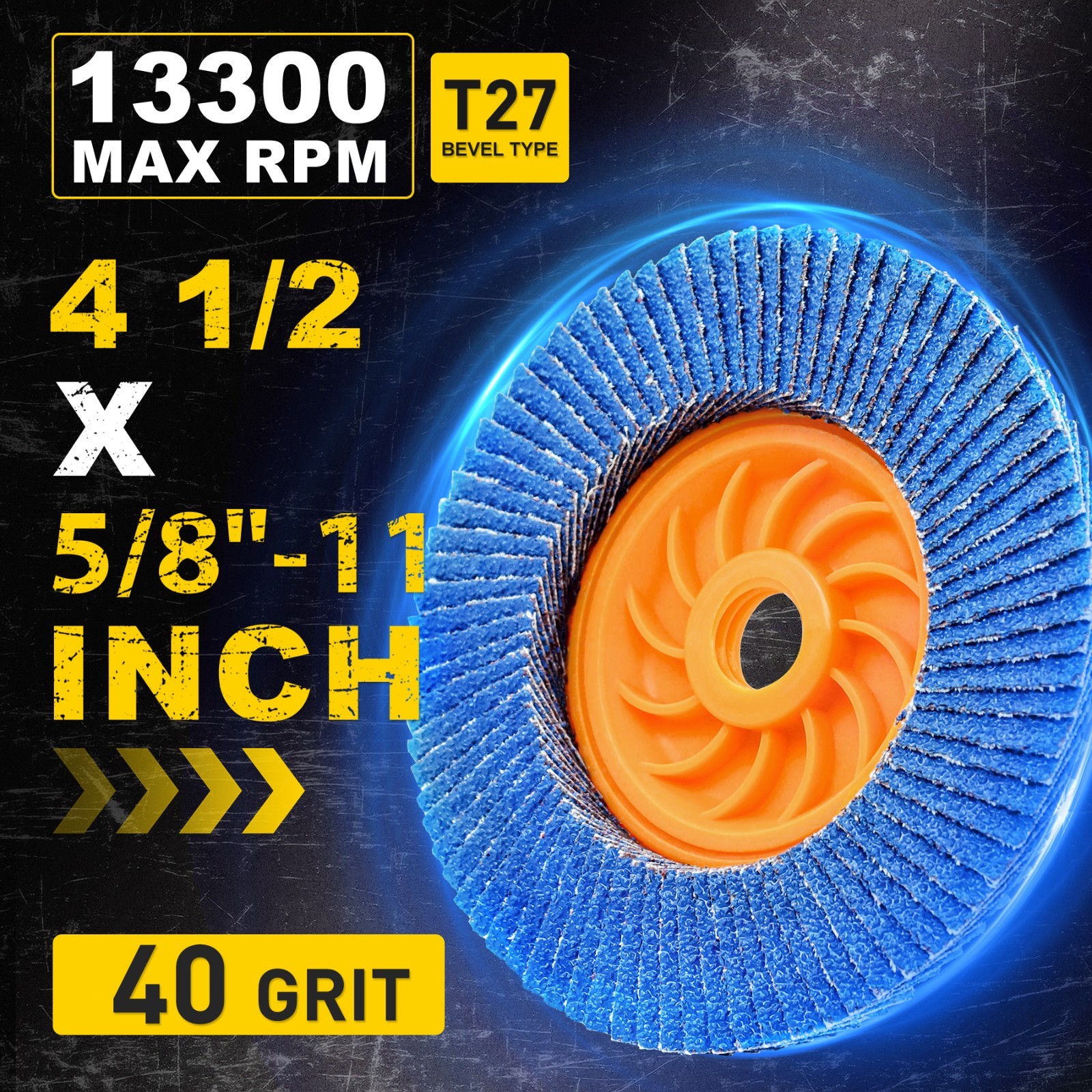 10 Pack 4-1/2″ x 5/8-11″ Zirconia Flap Discs 40 Grit Tool-Free for Angle Grinde