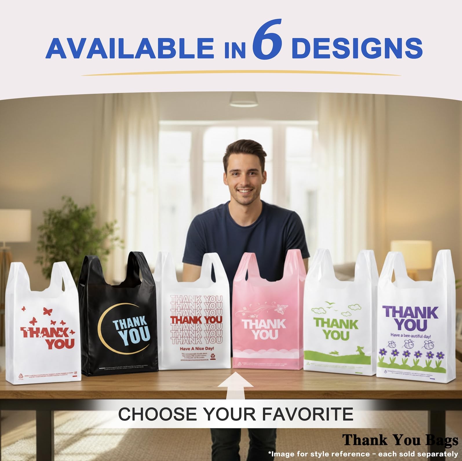 YoYoRain 1000 Pack White Thank You T-Shirt Bags with Handles, 11x6x21 Plastic