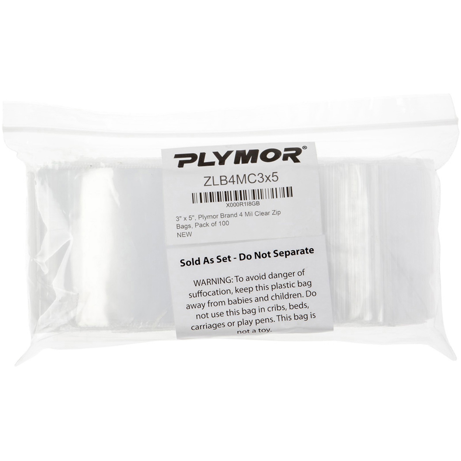 Plymor 3″ x 5″, 4 Mil Heavy Duty Zipper Reclosable Plastic Bags