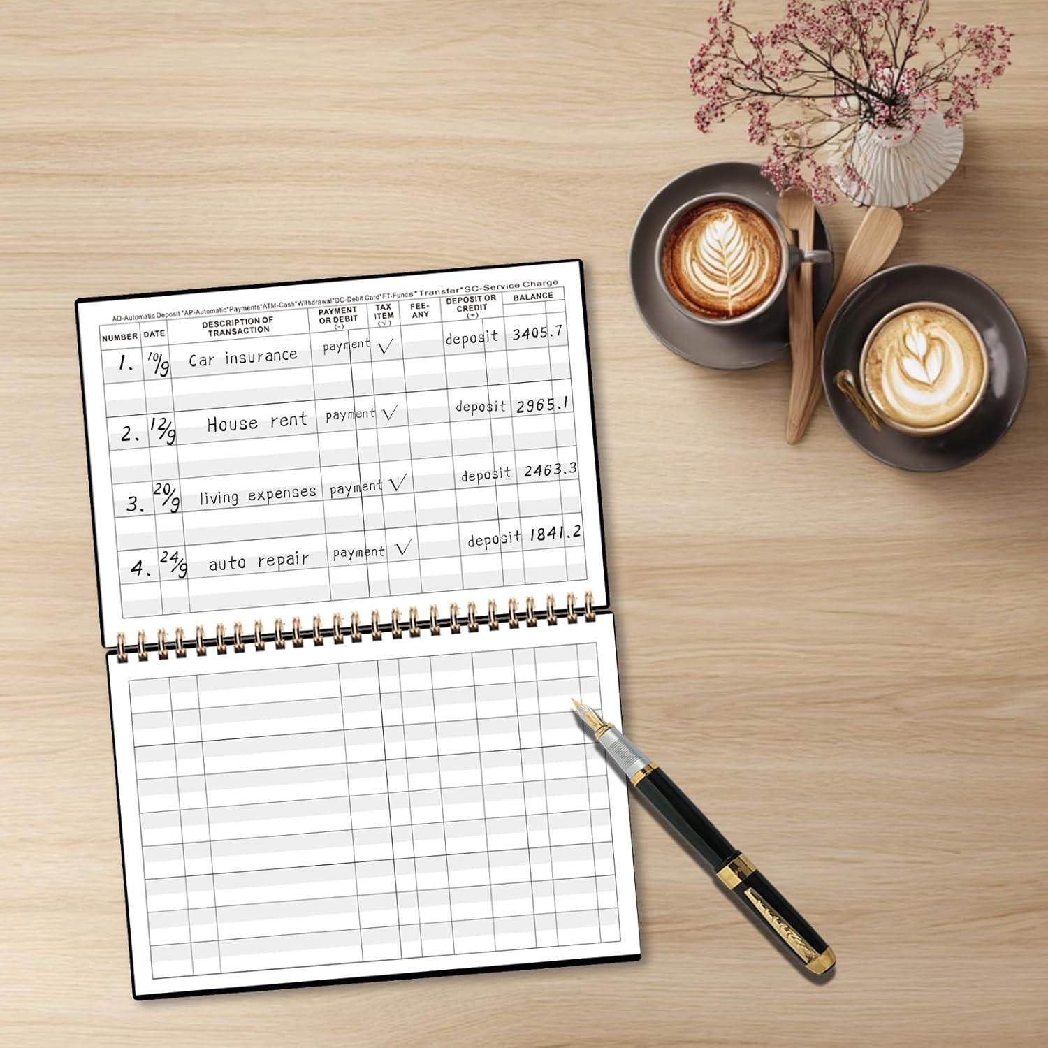Large Print Checkbook Register Book – 5-7/8″ x 8-1/2″ Financial Ledger