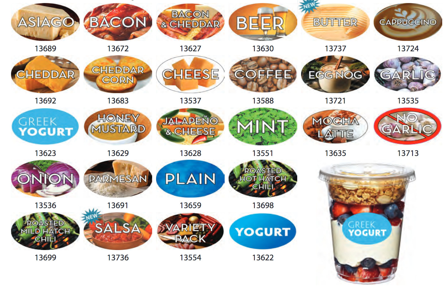 Food Flavor Labels 1.25″ x 2″ 500 labels per roll Stickers- Large Variety to Buy