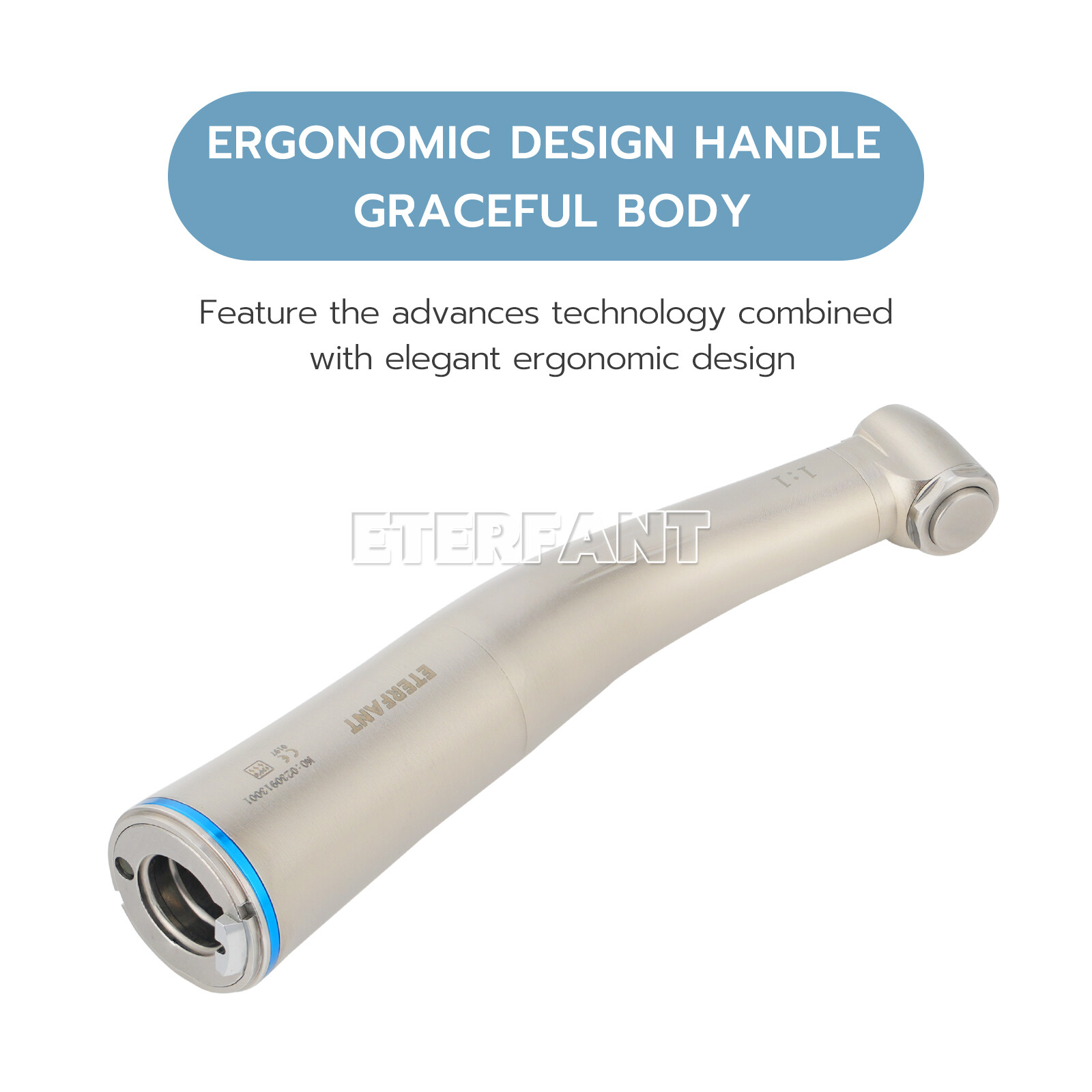 ETERFANT NSK Style Dental 1:1 Fiber Optic LED Slow Speed Contra Angle Handpiece