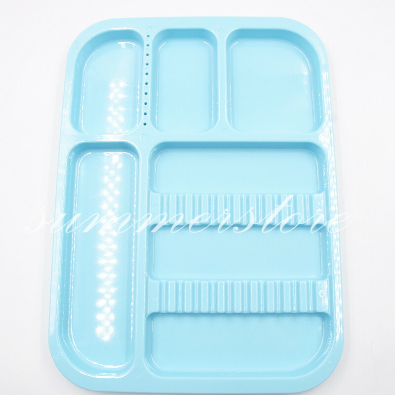 1 Pc Light Blue Dental 135ºC Autoclavable Plastic Divided Type Separate Trays