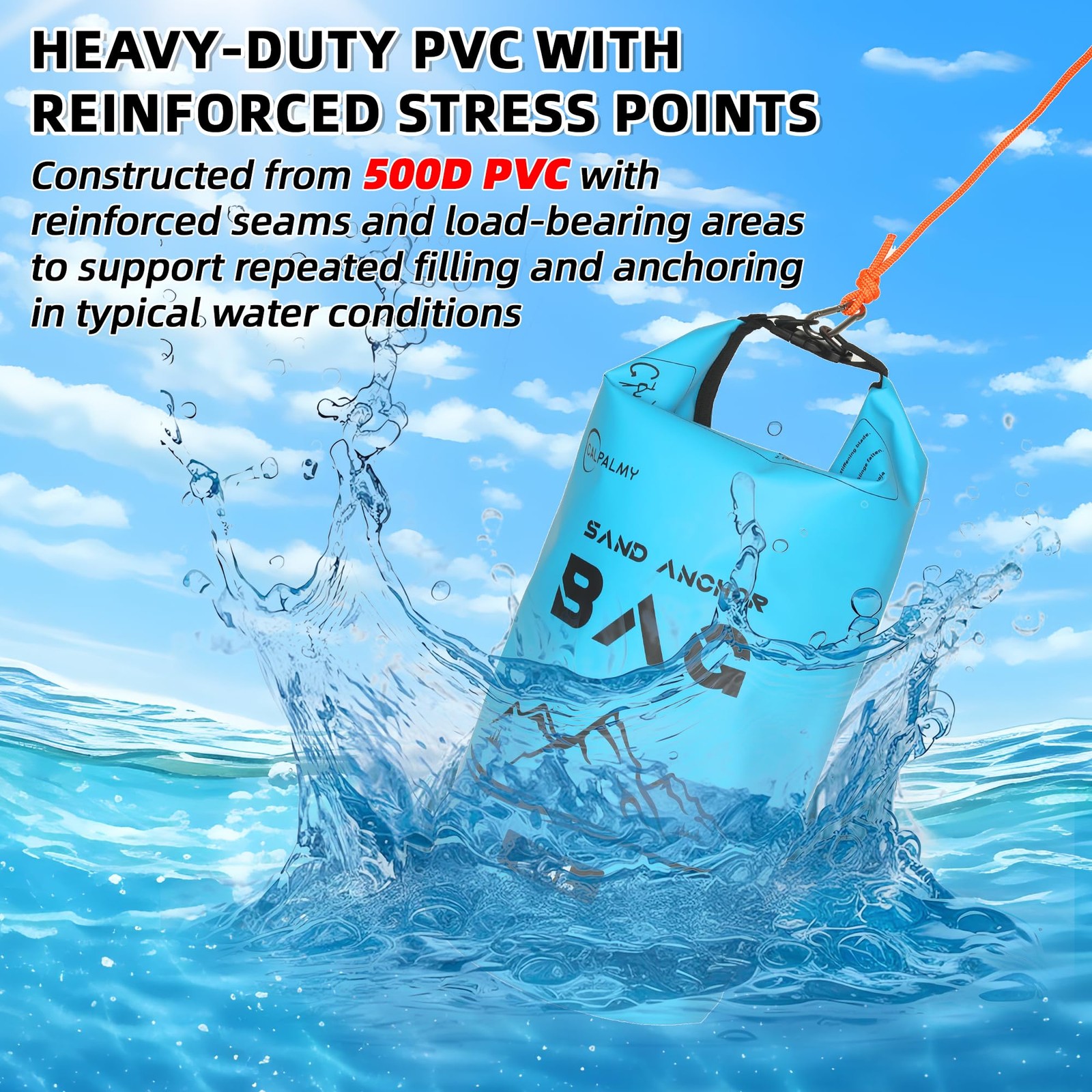 Calpalmy 2-Pack 20L Sand Anchor Bag 2-In-1 Jet Ski Anchor Floating Buoy And