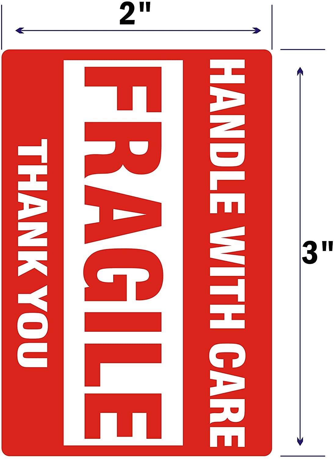 500PCS 1Roll Fragile Stickers 2×3 Fragile Label Sticker Handle With Care Mailing