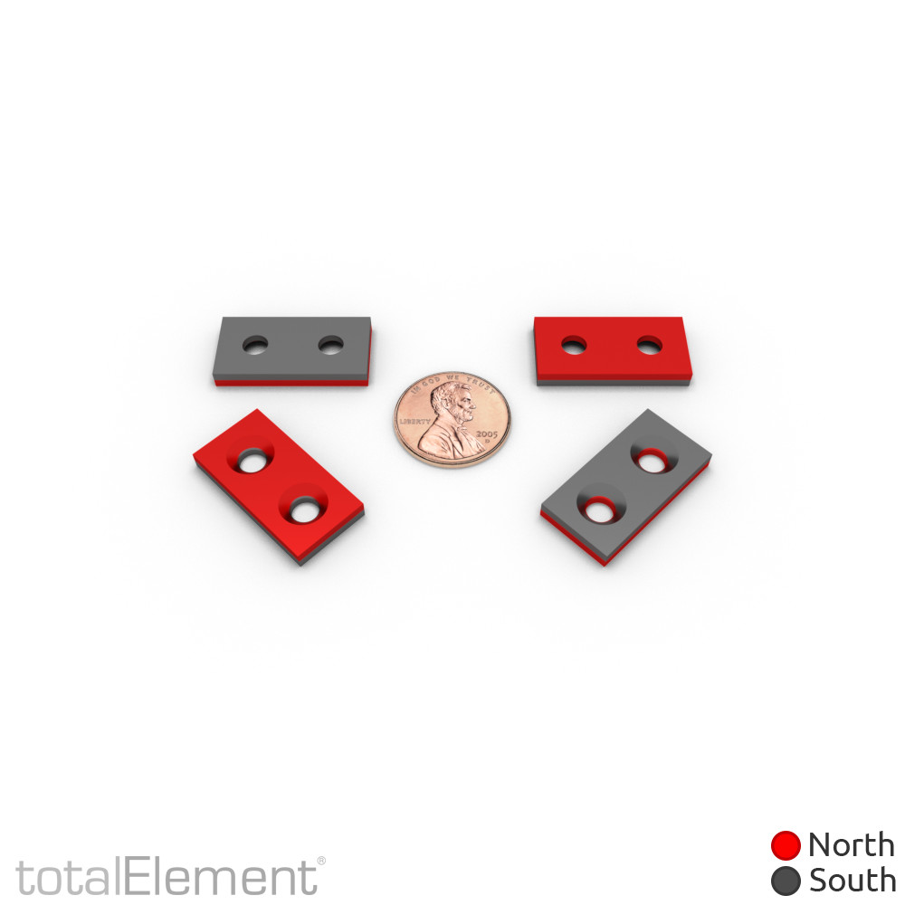1 x 1/2 x 1/8 Inch Neodymium Rare Earth Countersunk Block Magnets N52 (10 Pack)