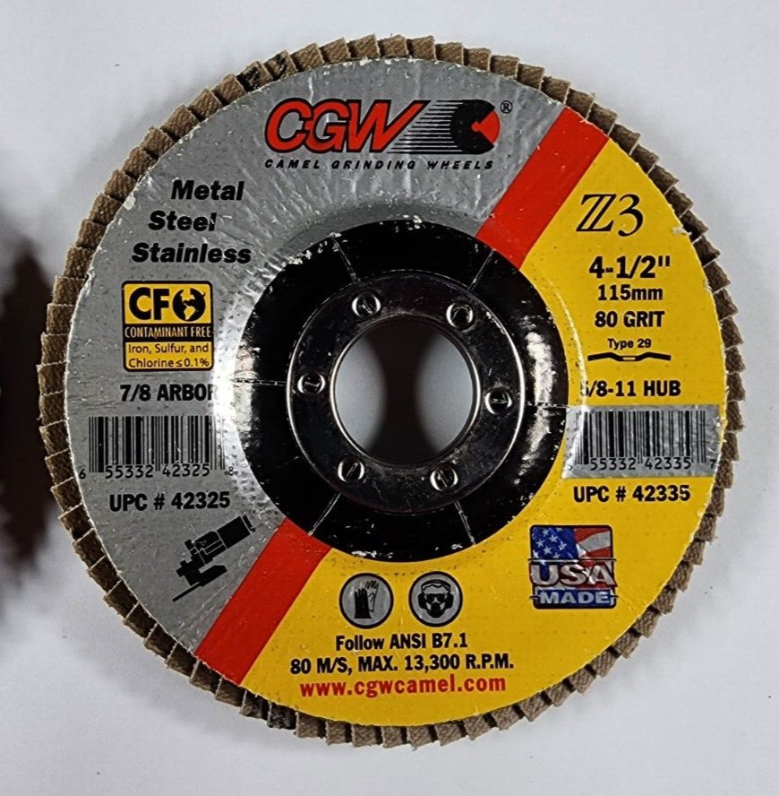 CGW 4-1/2″ 40 Grit & 80 Grit Combo Flapper Grinding Wheel for Metal ~ USA Made