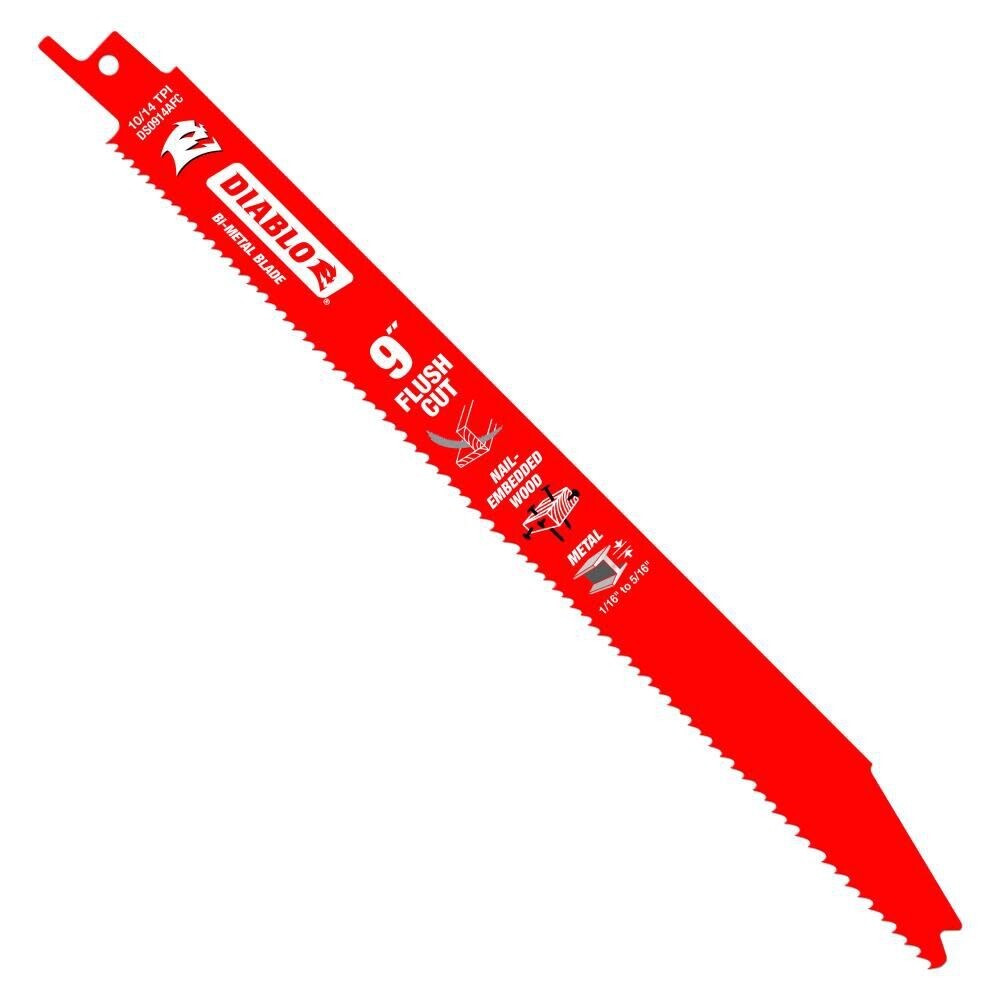 Diablo DS0914AFC5 Flush Cut Bi-Metal Reciprocating Saw Blade 9 in. pack of 5