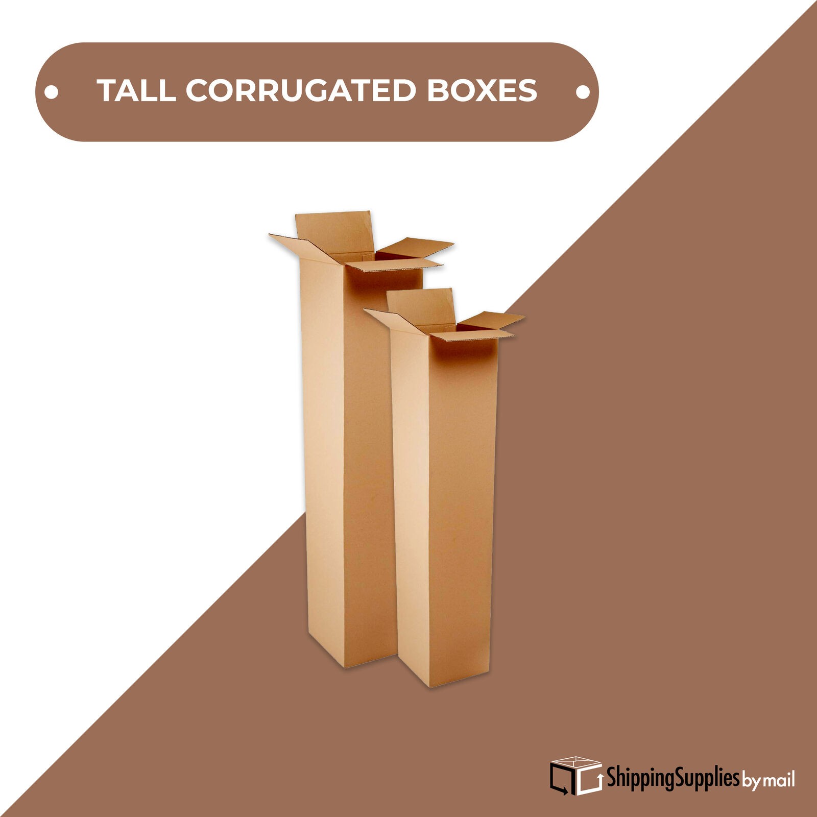 5x5x60 Tall Corrugated Boxes – ECT-32 Brown Shipping/Packing (20 Count)
