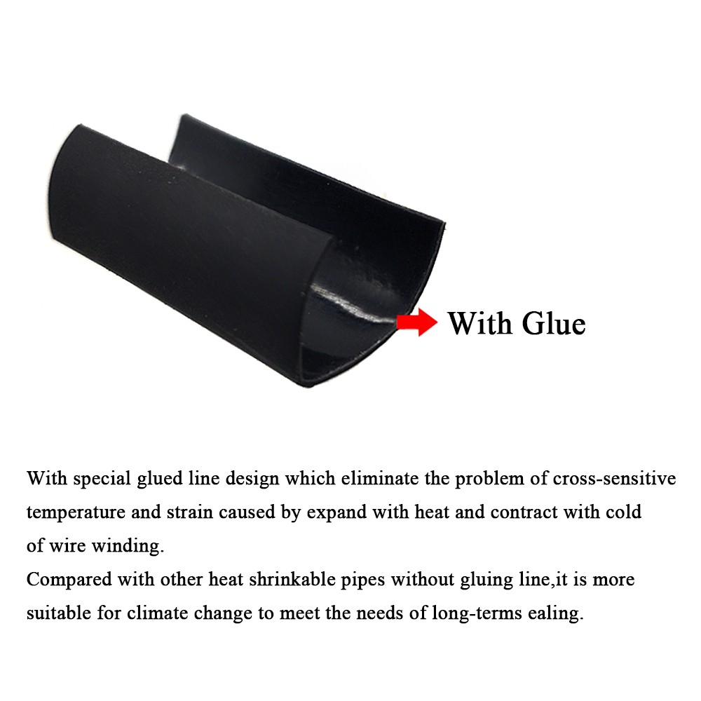 3:1 Heat Shrink Tubing Black Dual Wall Waterproof Glue Wires Wrap (LARGE SIZES)