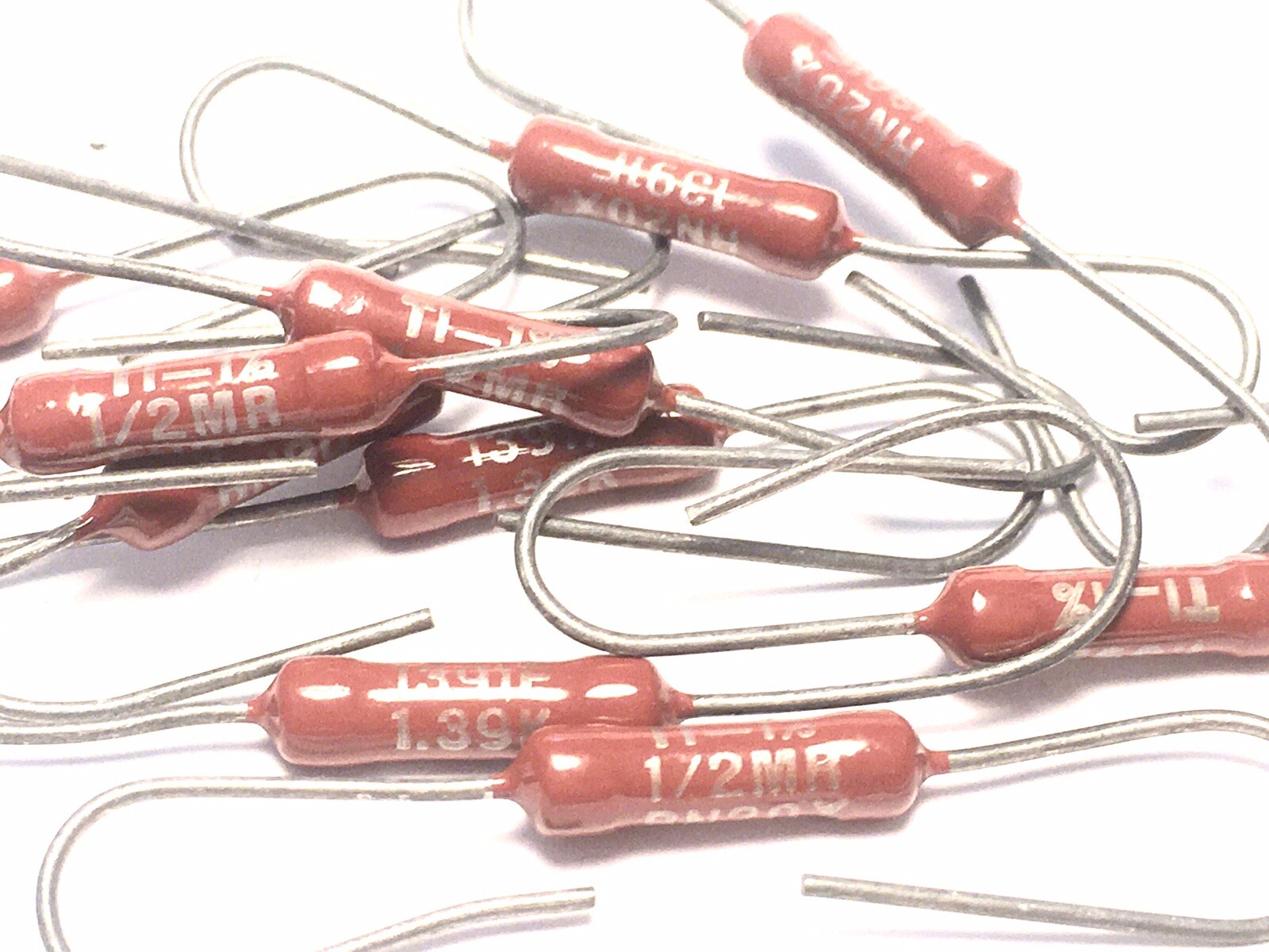 Lot of 10 TI 1.39K Ohm Metal Film Resistors 1/2 w 1% Mil Spec Texas Instrum 1.4K