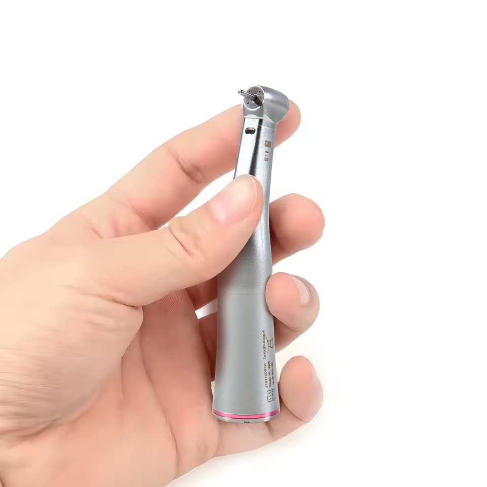 NSK Ti-MAX X95L Style Dental 1:5 LED Fiber Optic Contra Angle Handpiece Red Ring
