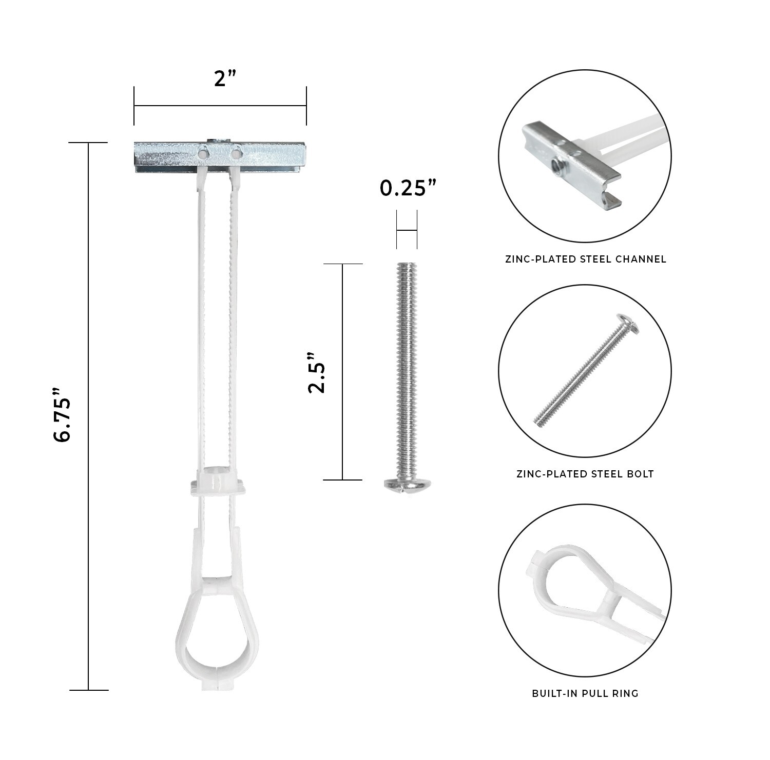 100-Pack 1/4″-20 Quick Toggle Anchors + Bolts for Drywall, Stud & Concrete Block