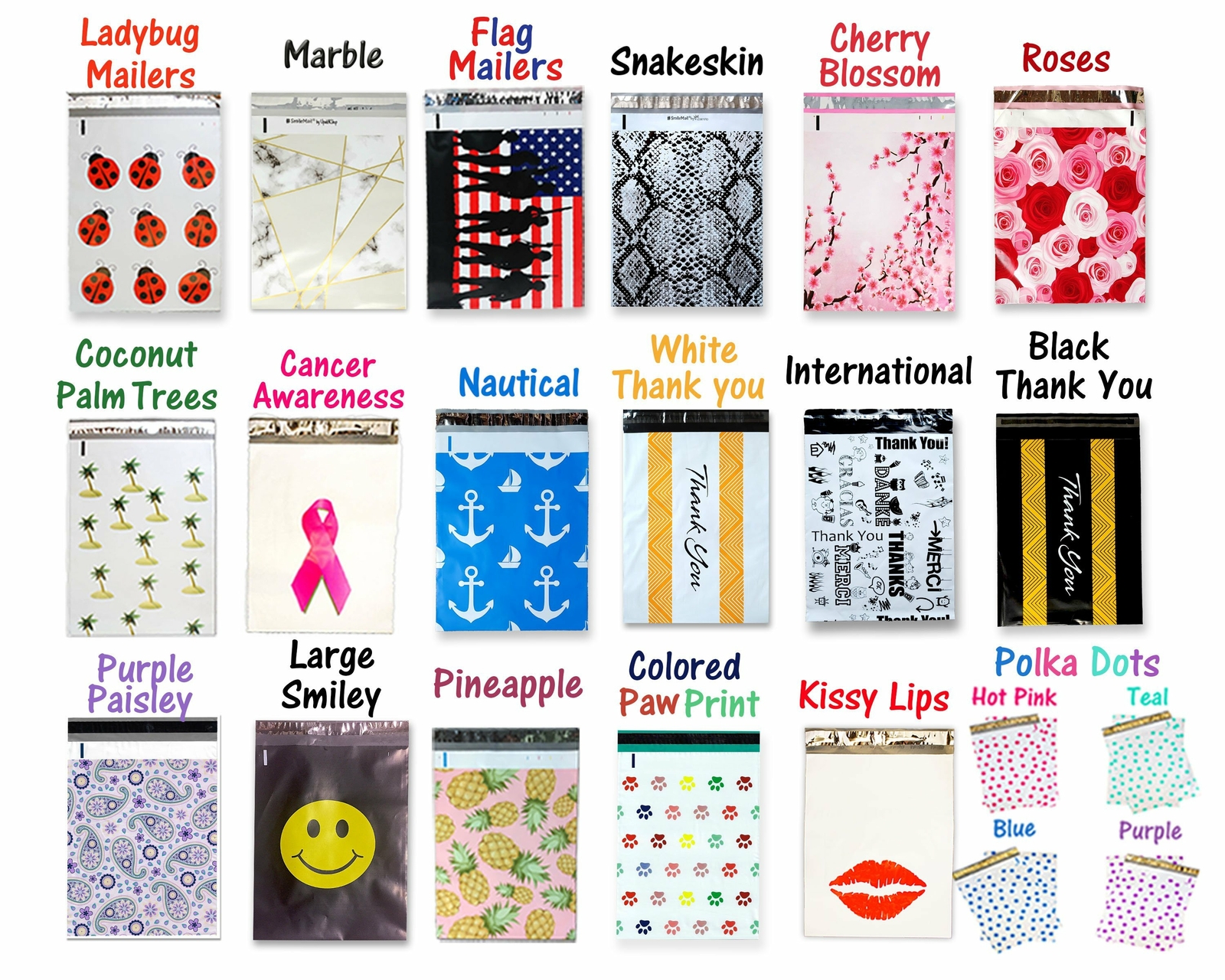100 Pack, 50 Each 10×13″ Flat Poly Mailers & Clear Self Sealing Bags for Shirts