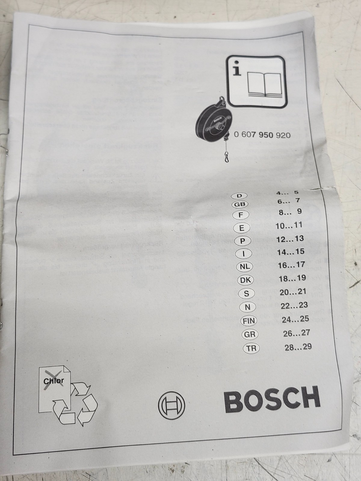 New Bosch 7950 / 0 607 950 920 0.3-1.2 kg Cable Reel Tool Balancer FREE SHIPPING