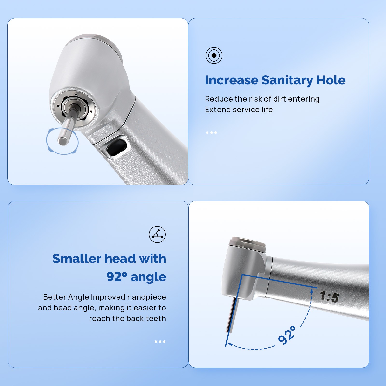 COXO 1:5 Contra Dental Head Handpiece Speed Electric W/Fiber Spray FG bur Inner