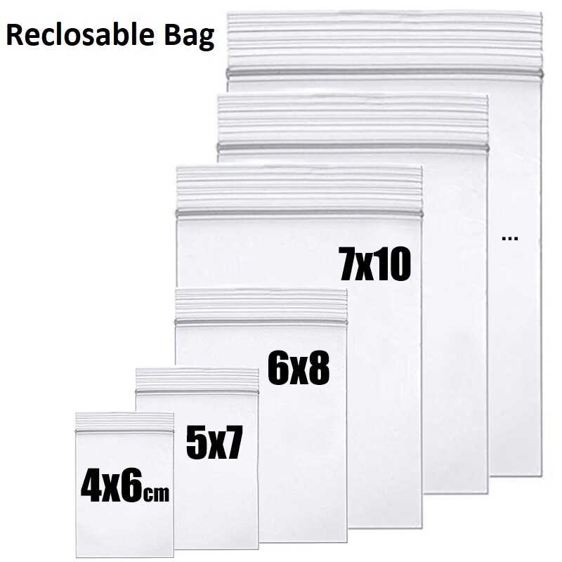 Clear 2mil Reclosable Zipper Poly Bags Self Seal Plastic Poly Bags MANY Sizes