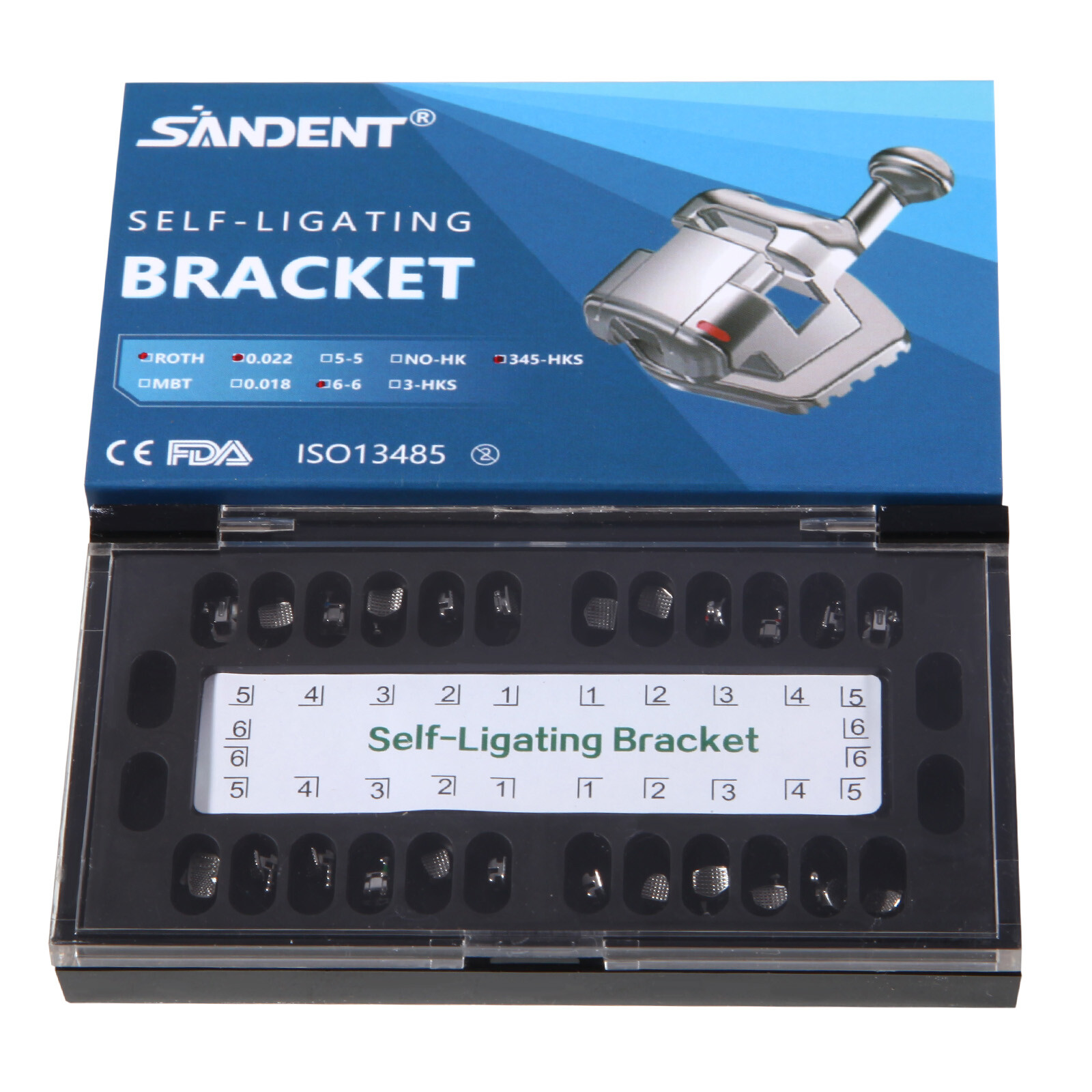 SANDENT Dental Orthodontic Self-Ligating Brackets Braces Mini Roth 022 Hook 345