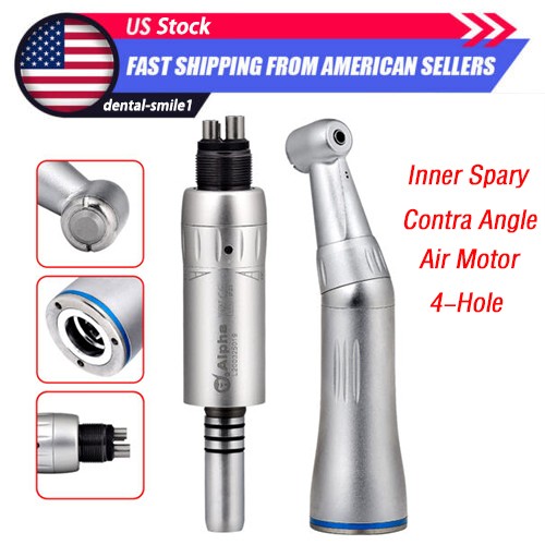 Dental 1:1 Speed Contra Angle Handpiece 4 Hole Inner Water Spray Autochuck Push