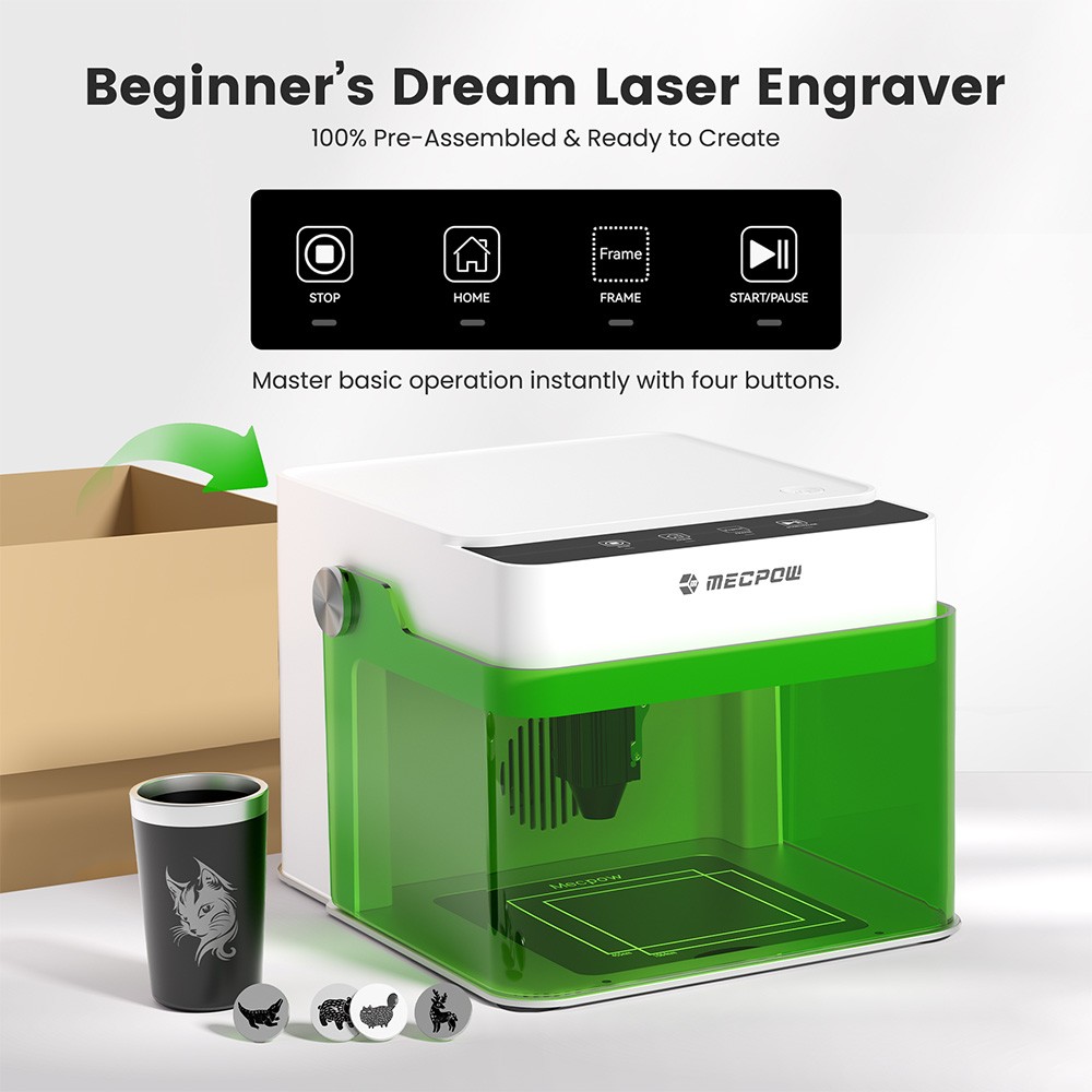Mecpow M1 5W Diode Laser Engraver,10000mm/min,0.01mm Enclosed Engraving Machine