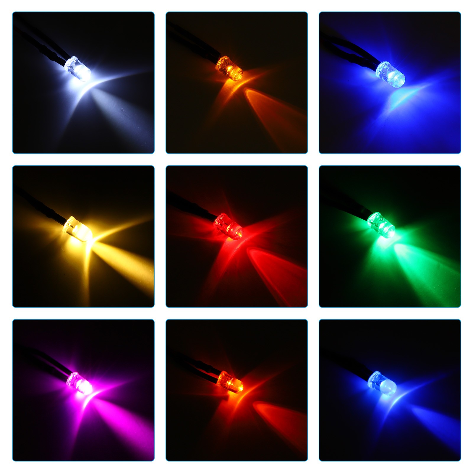 50pcs 3V-6V 5mm LED Light Emitting Diodes Pre Wired Mini LED Lamp Bulb 5 Color