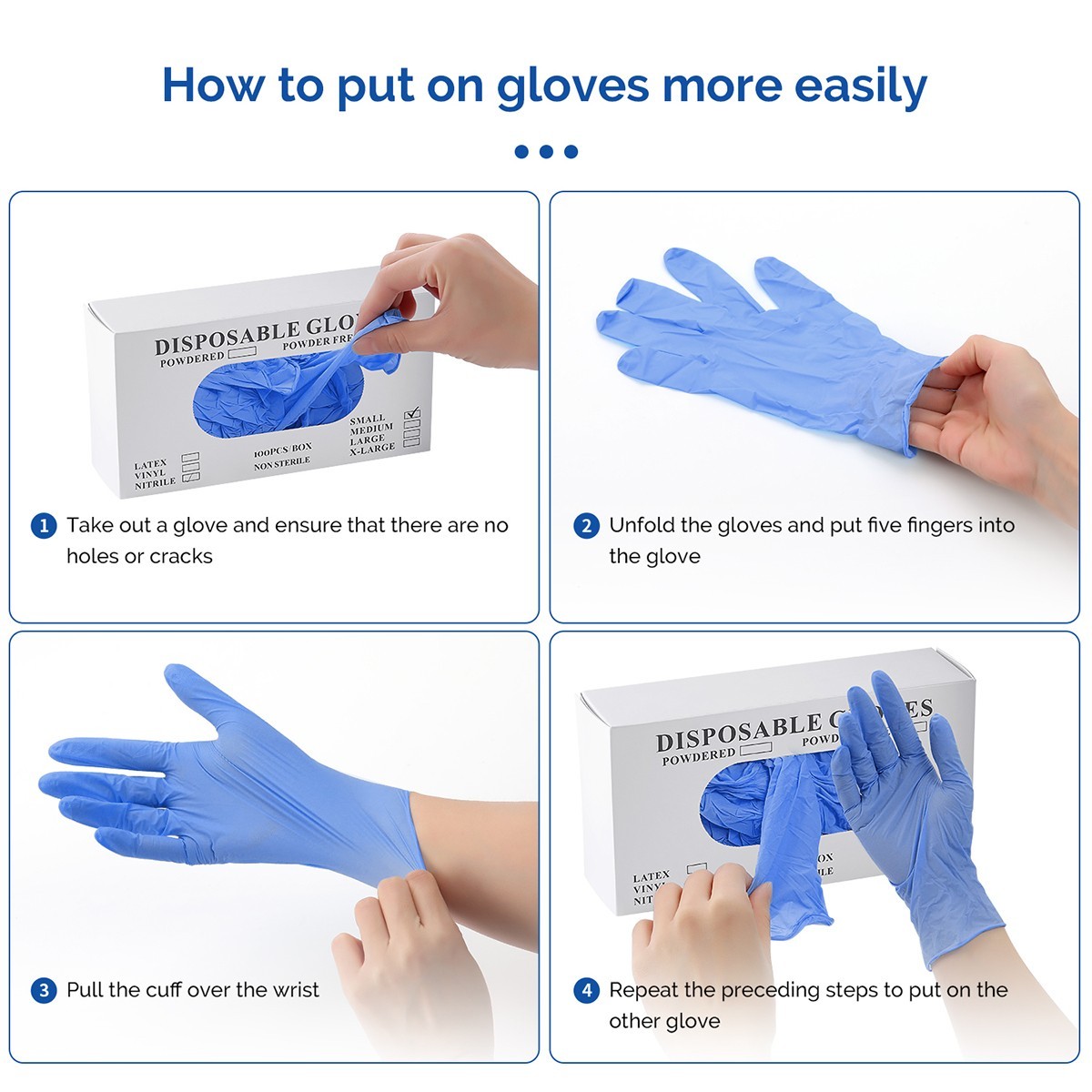 4 Mil BLUE Nitrile Exam Gloves S/M/L/XL Latex-Free Medical Grade EXP-26+