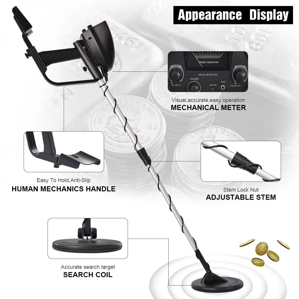 Deep Ground Metal Detector For Adults Underwater Beach Yard Waterproof Seeker US