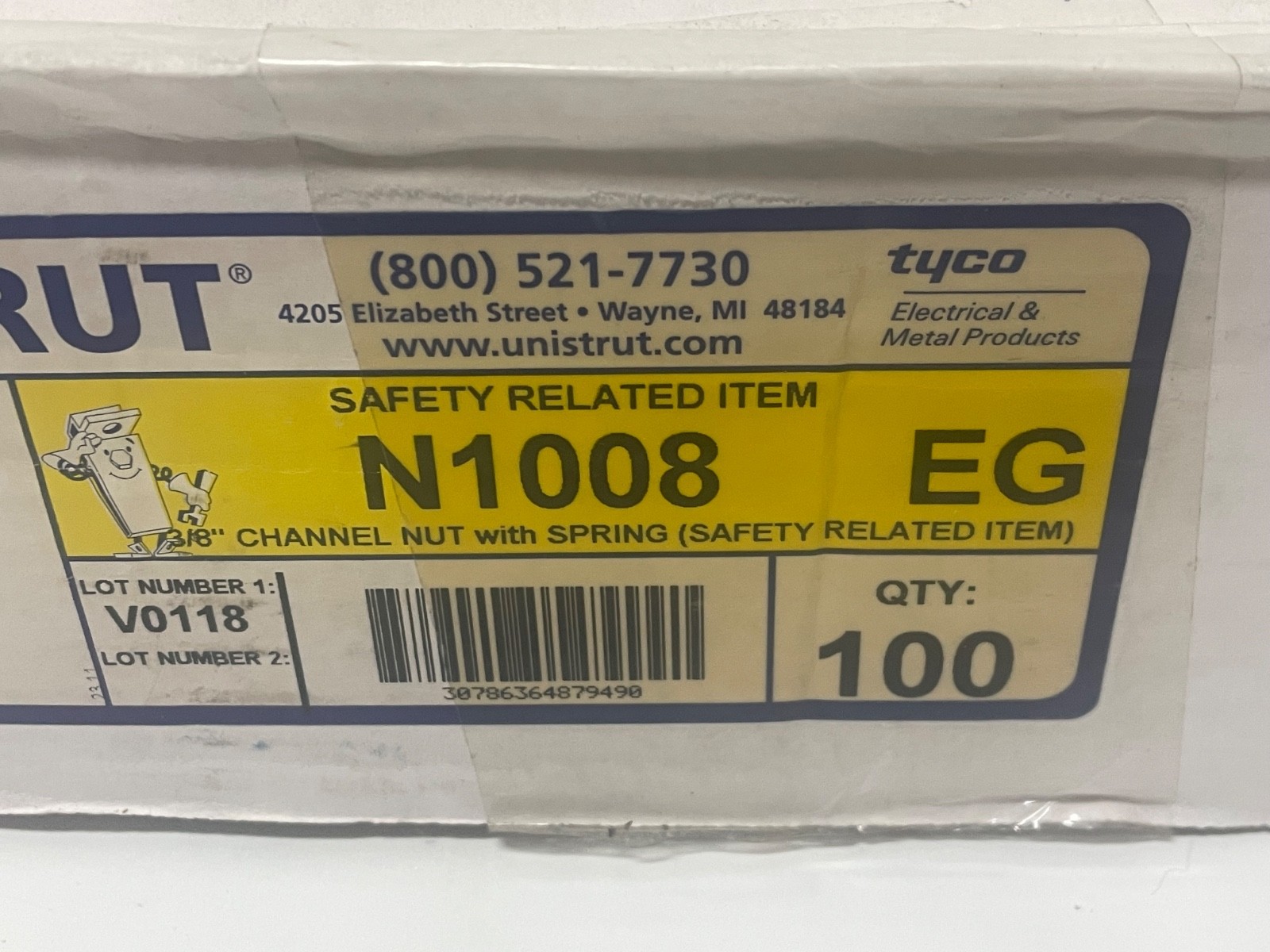 100 Count Box Unistrut 3/8-16 Spring Nuts for Unistrut B-Line Channel N1008 EG
