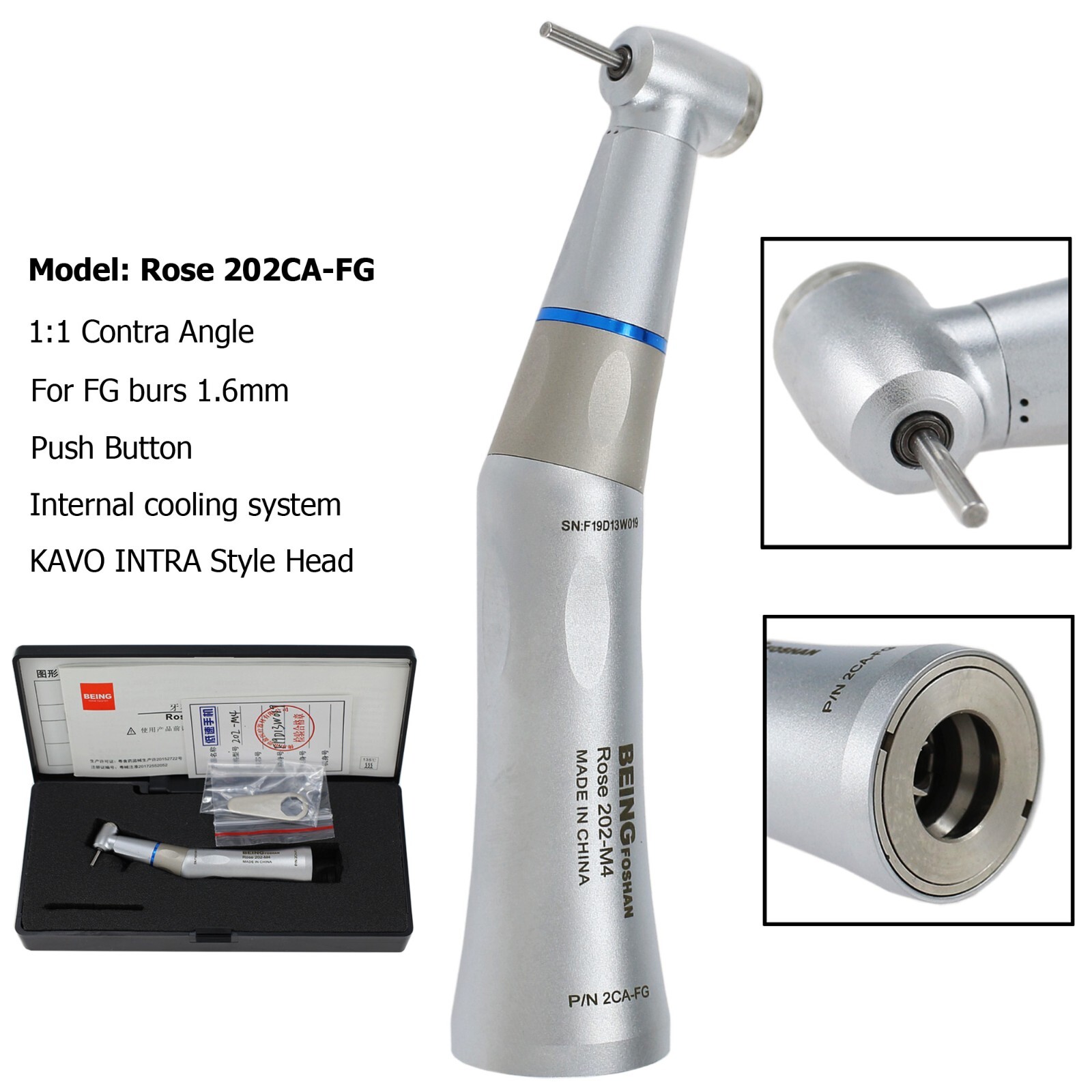BEING Dental Contra Angle Straight Handpiece Air Motor 4 Holes Low Speed KAVO