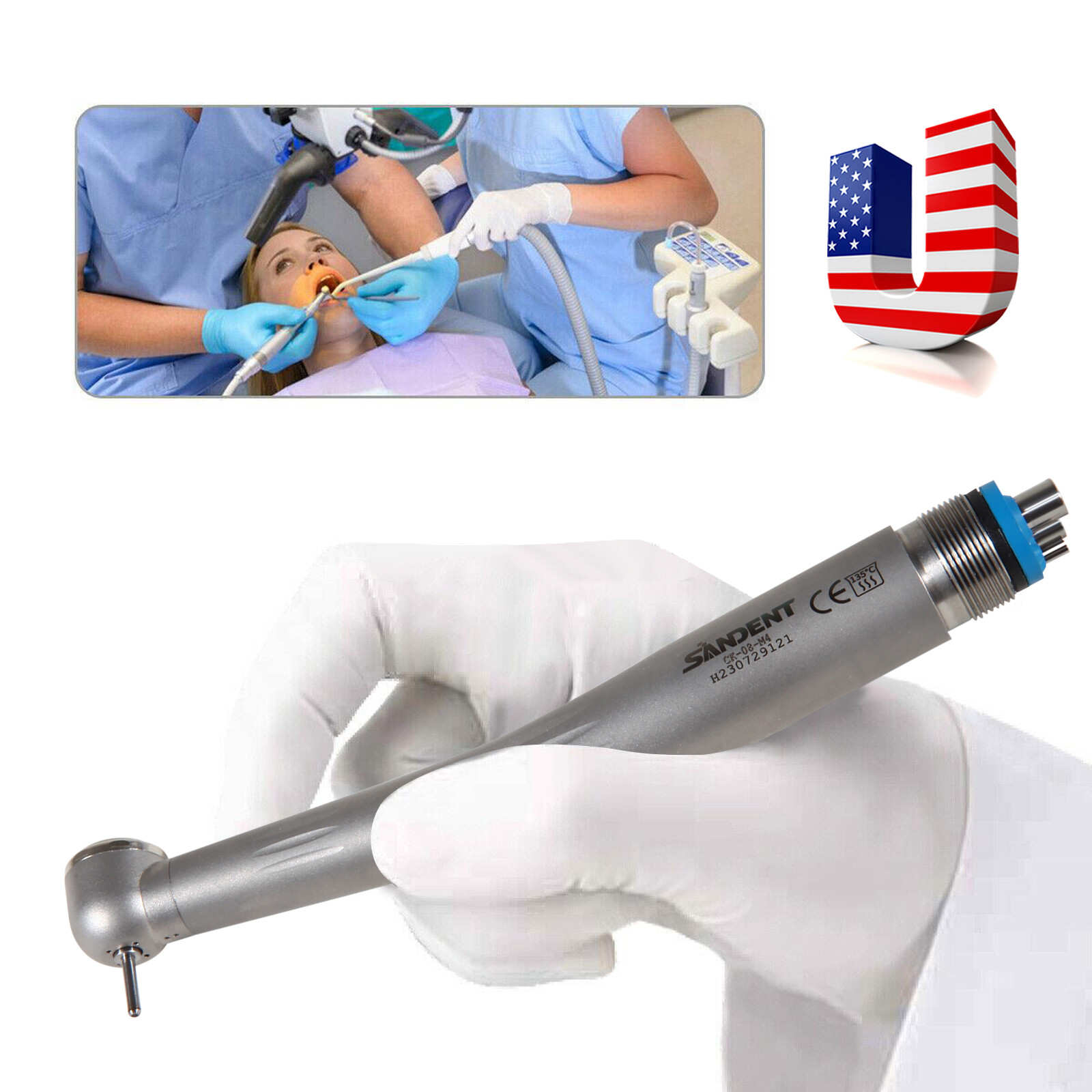 10pcs Dental High Speed Handpiece 4Hole Ceramic Rotor Standard head Single Spray