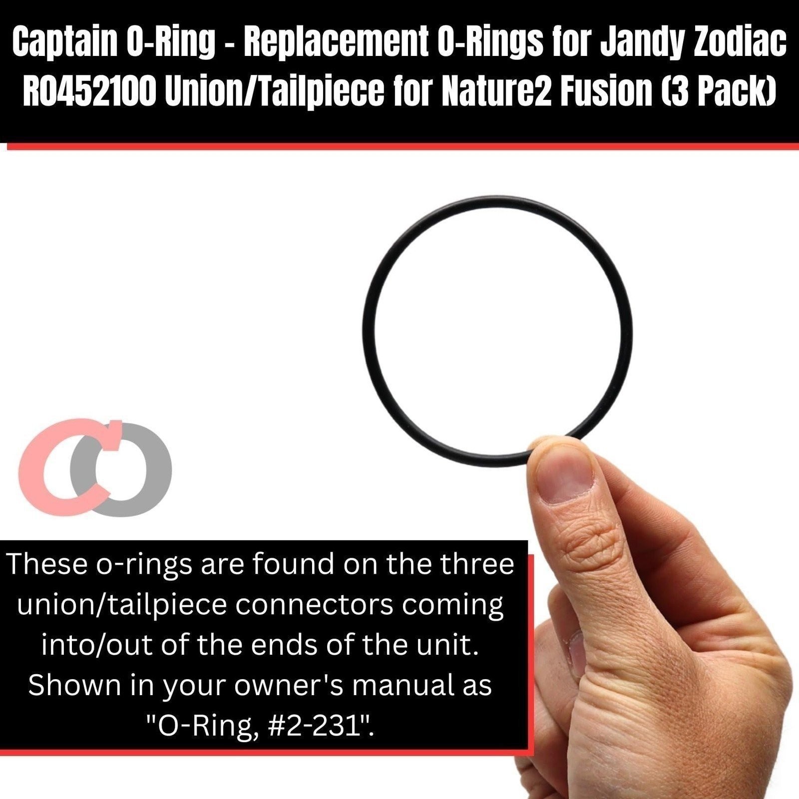 O-Rings for Jandy Zodiac R0452100 Union/Tailpiece for Nature2 Fusion (3 Pack)